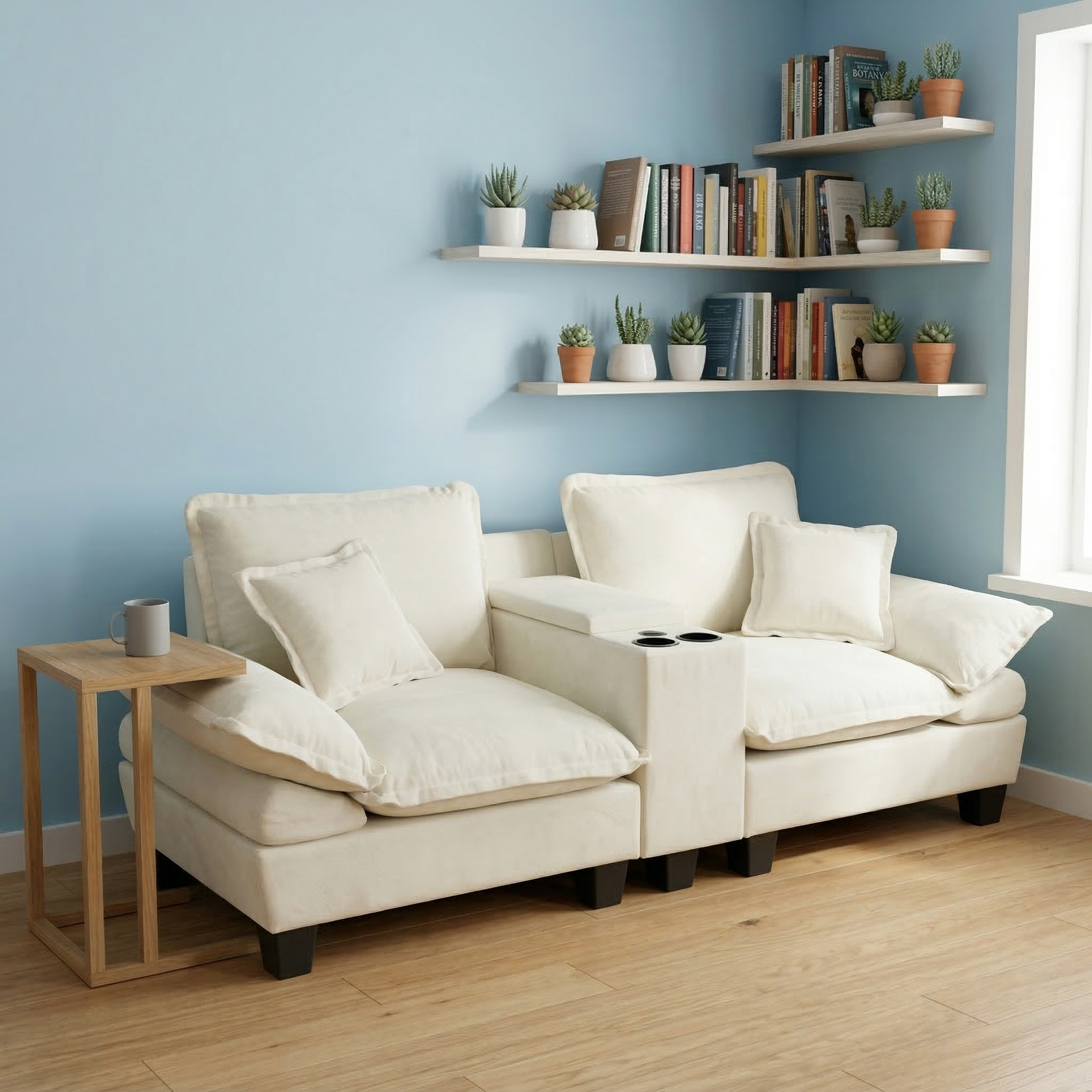 Modulare Cloud-Couch, Segelboot-Sofa mit Getränkeh