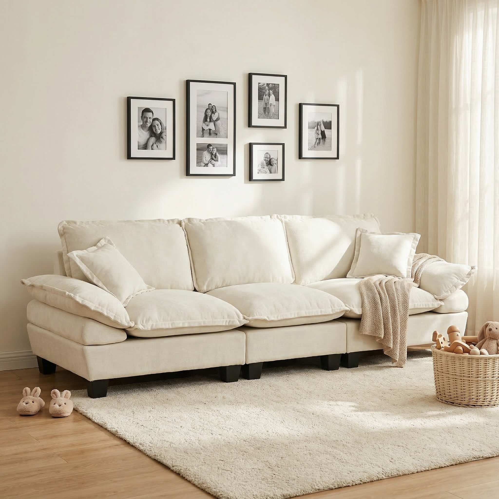 Segelboot-Sofa aus Tissu, 3-Sitzer mit gebogene