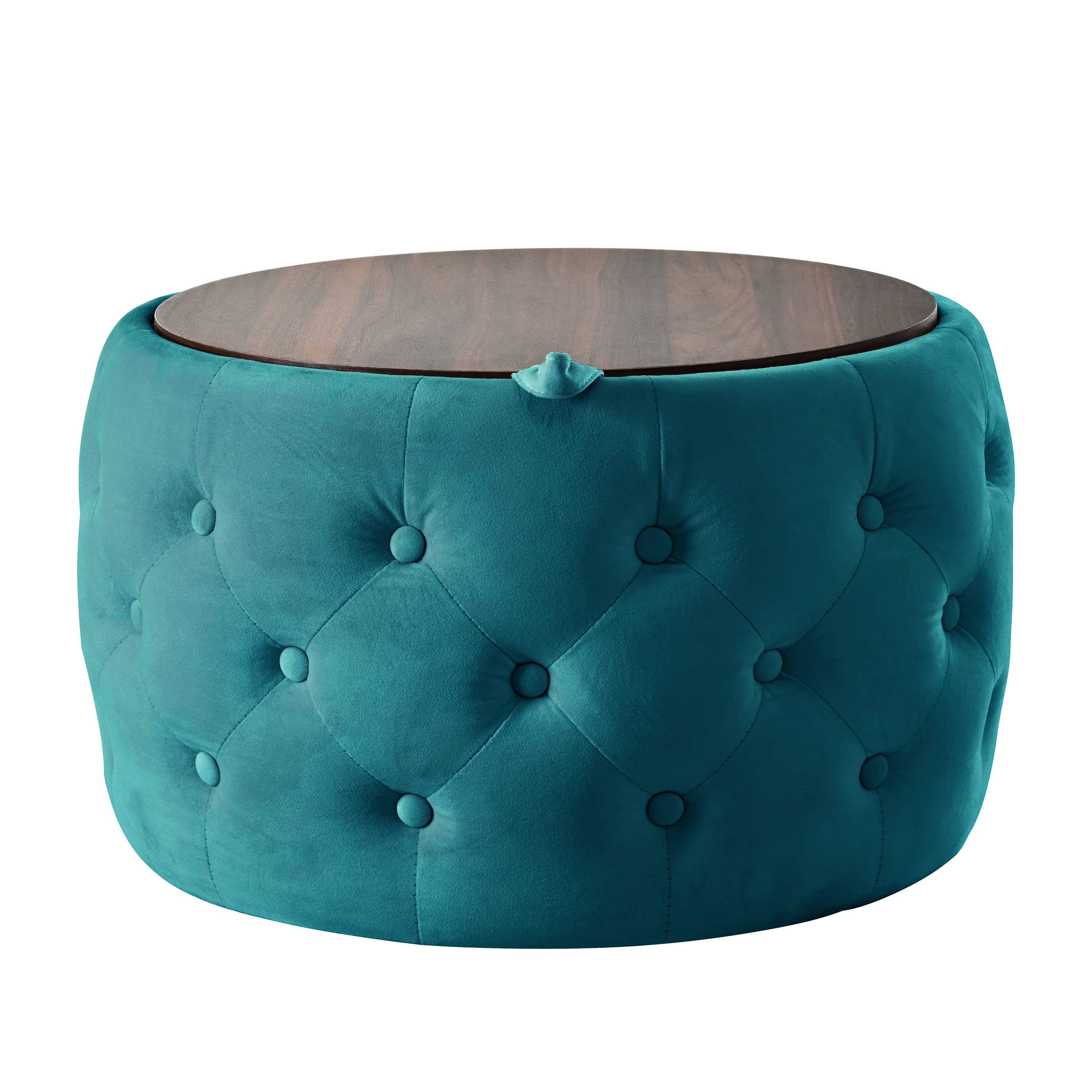 Ensemble de 2 poufs gigognes en velours, design 4-en-1, sert de banc de rangement, repose-pieds et table d'appoint avec plateau bois amovible, gain de place, pour salon et chambre, élégance et fonctionnalité - image 7