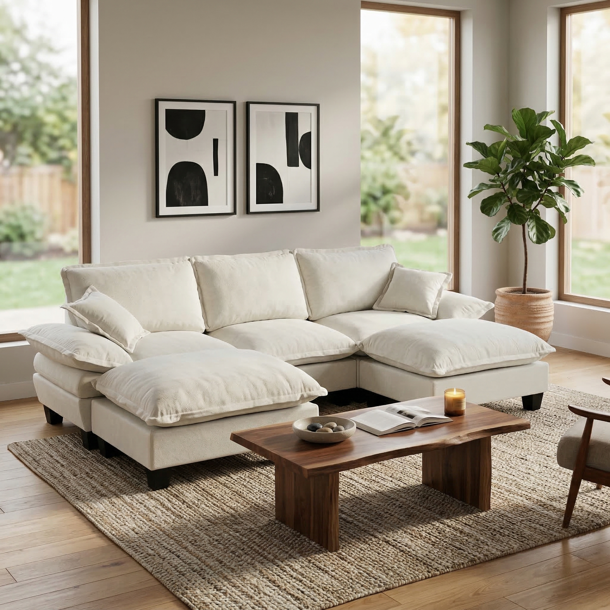 Modulares Ecksofa, U-förmige Cloud-Couch mit Segel