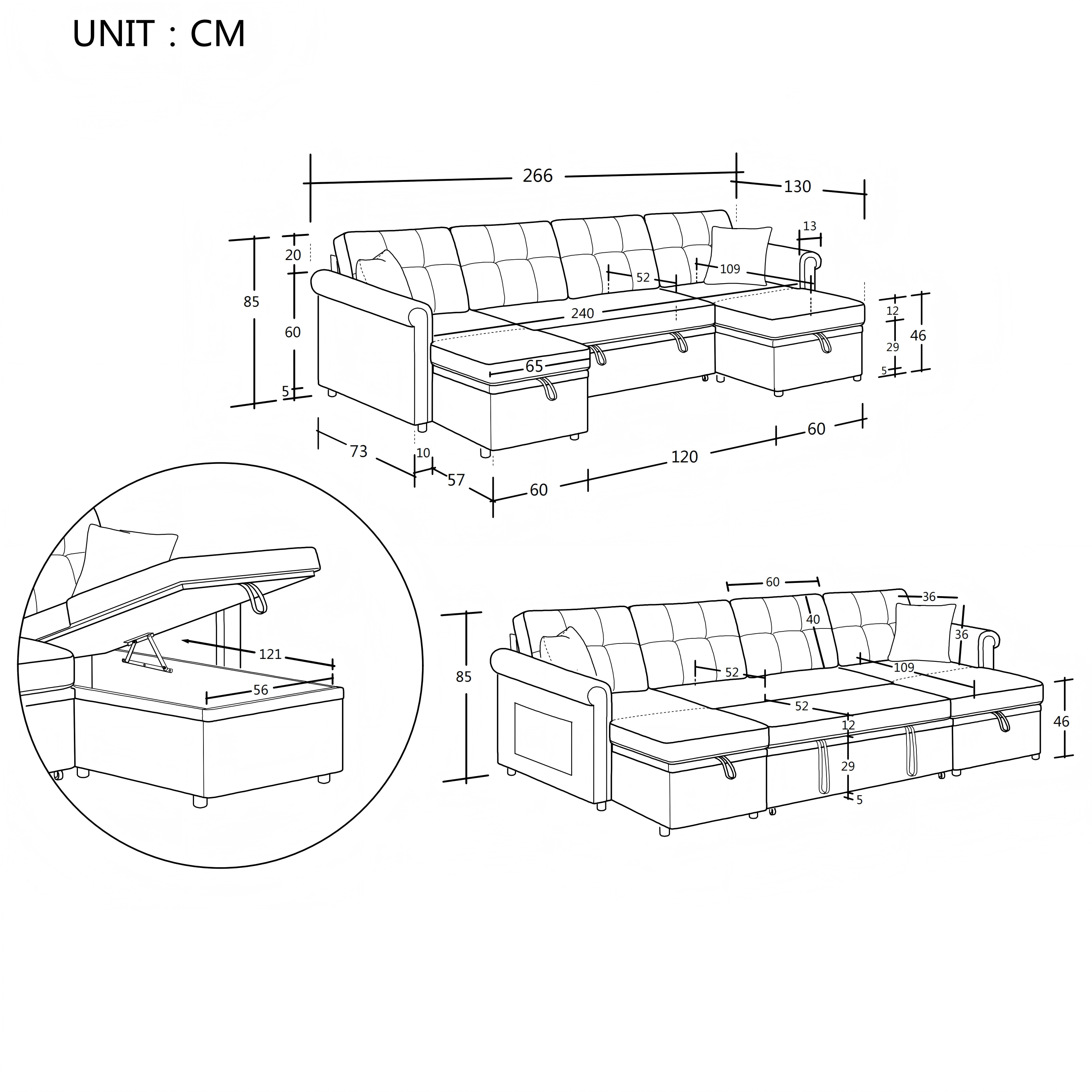 Dimensions du canapé convertible