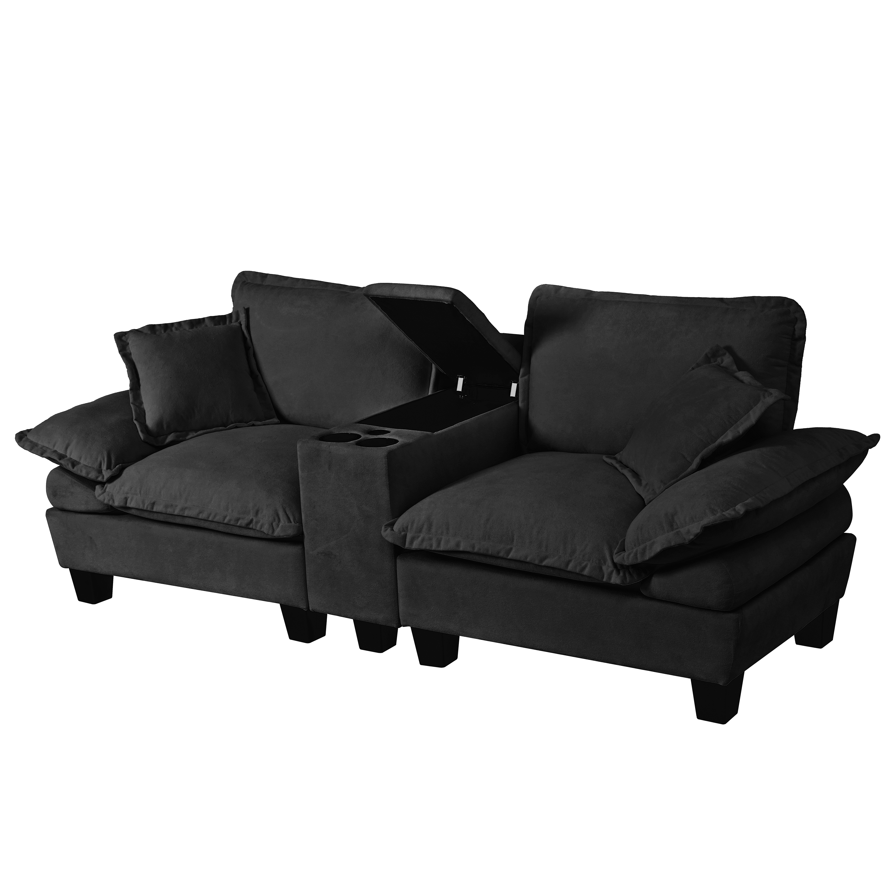 Canapé modulable avec assise confortable et finition soignée noir - présentation 1