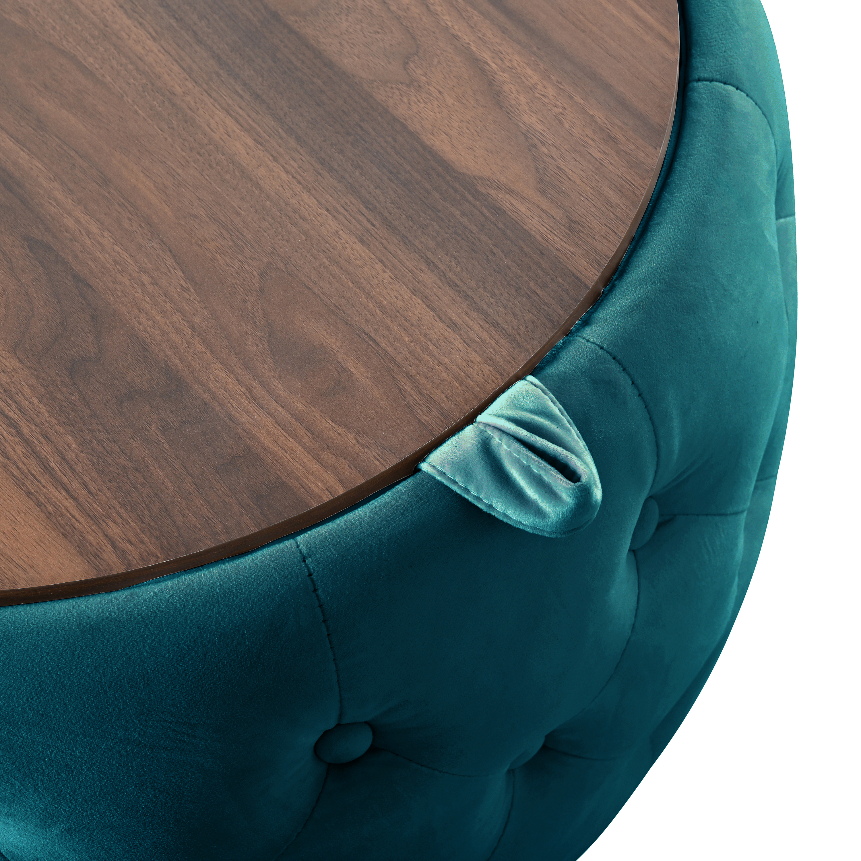 Ensemble de 2 poufs gigognes en velours, design 4-en-1, sert de banc de rangement, repose-pieds et table d'appoint avec plateau bois amovible, gain de place, pour salon et chambre, élégance et fonctionnalité - image 6