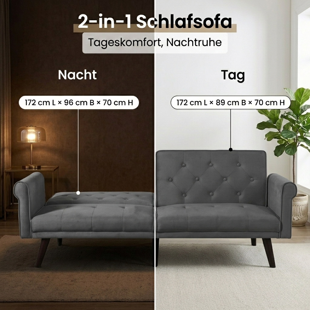 Verstellbares 2-in-1 Schlafsofa, Multifunktionales