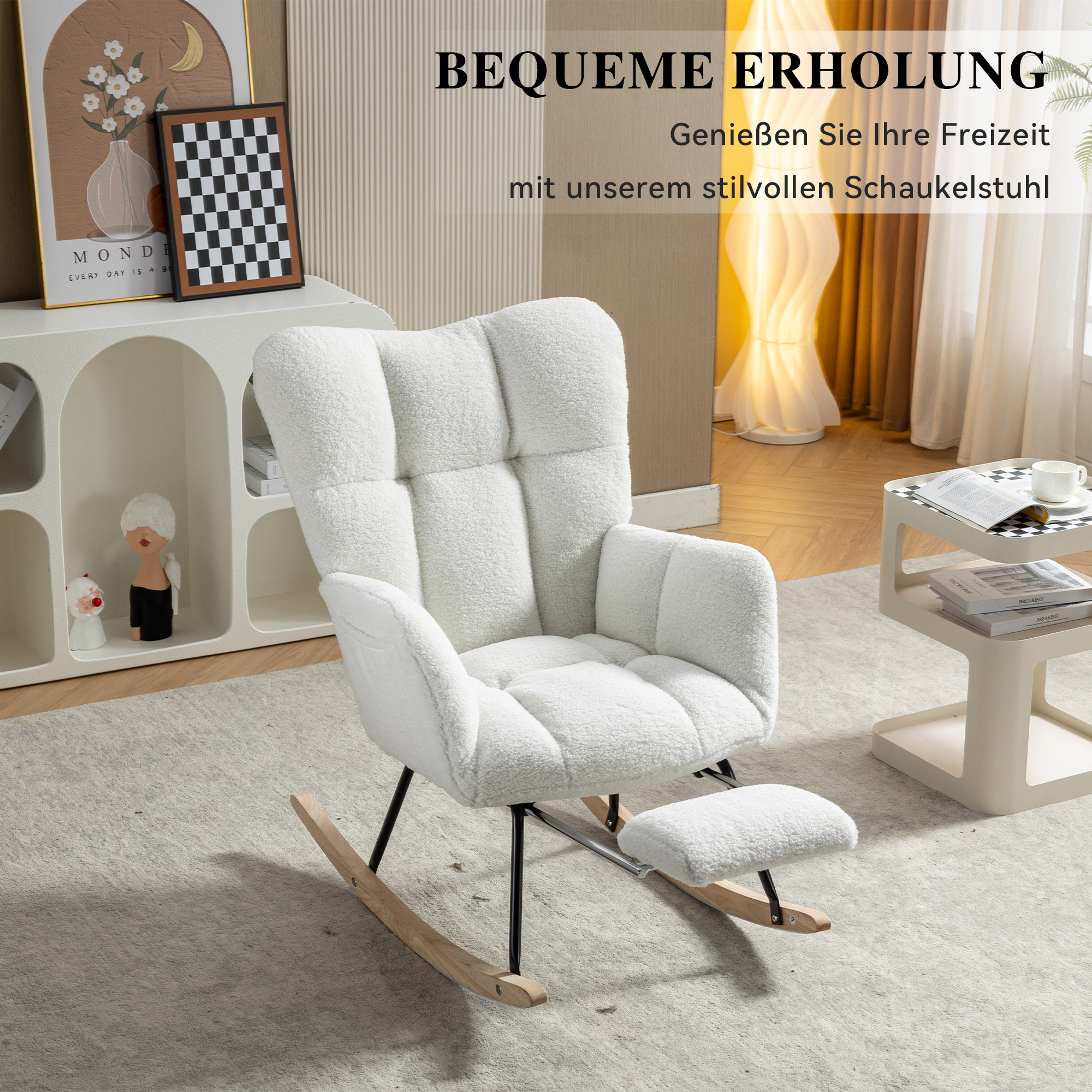 009B Nouvelle Chaise Berçante Rembourrée En Tissu 