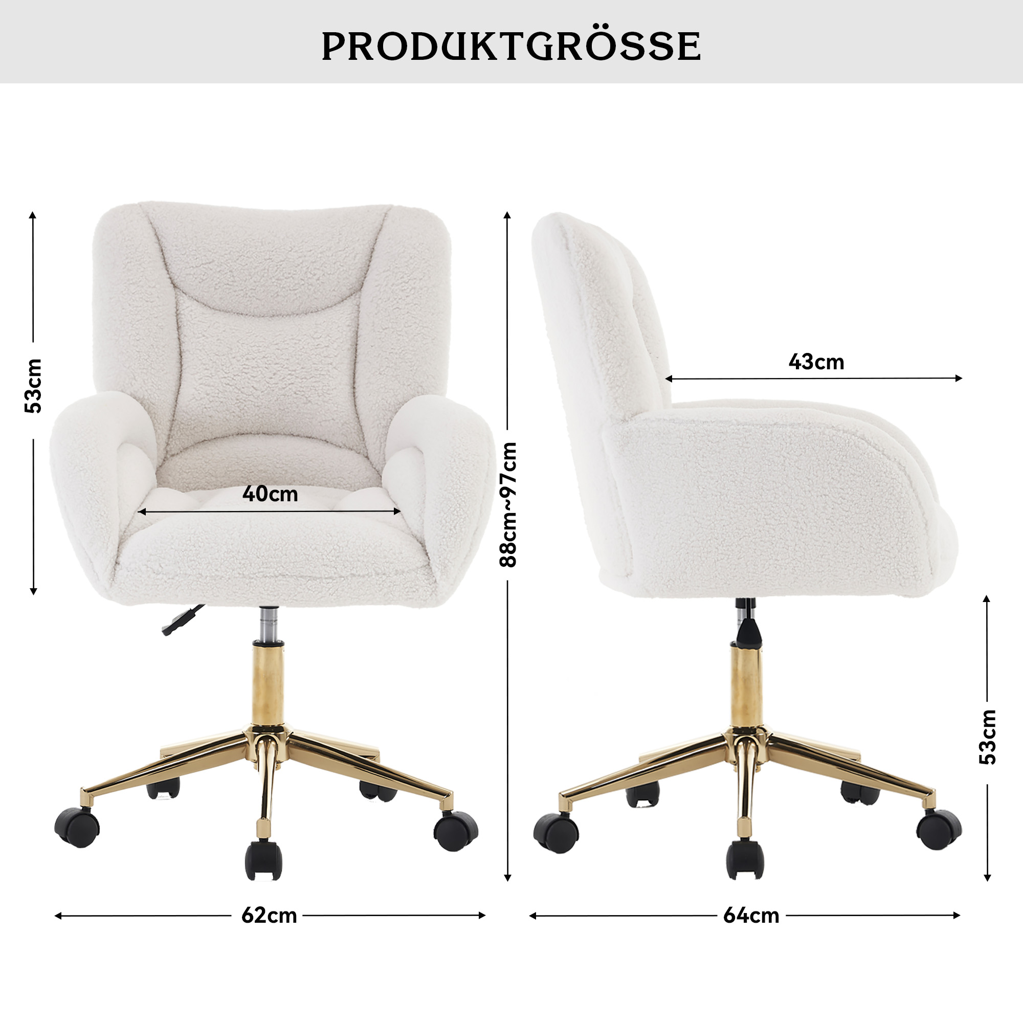 Dimensions du fauteuil de bureau