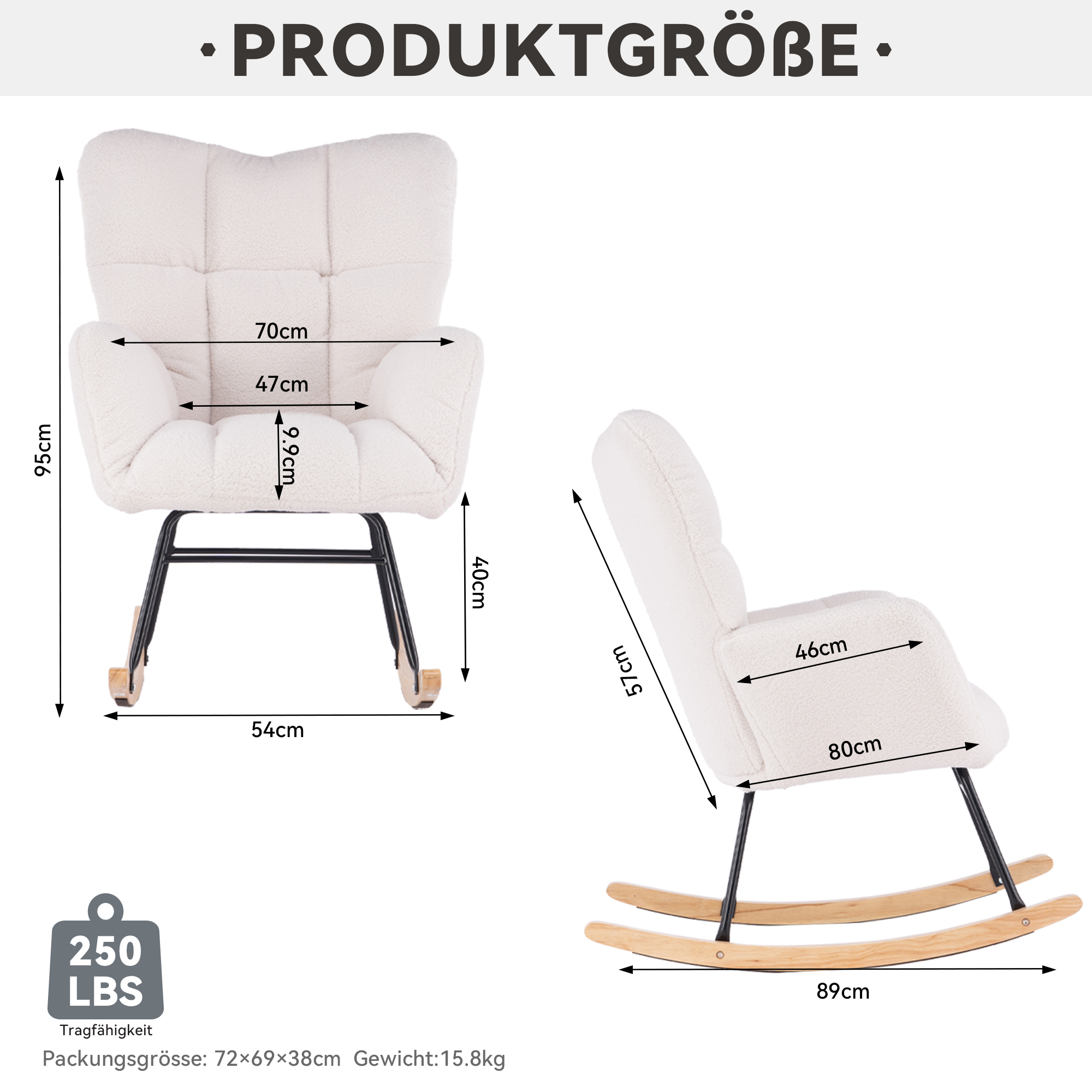 009 Mid Century Moderner Schaukelstuhl aus Teddyst