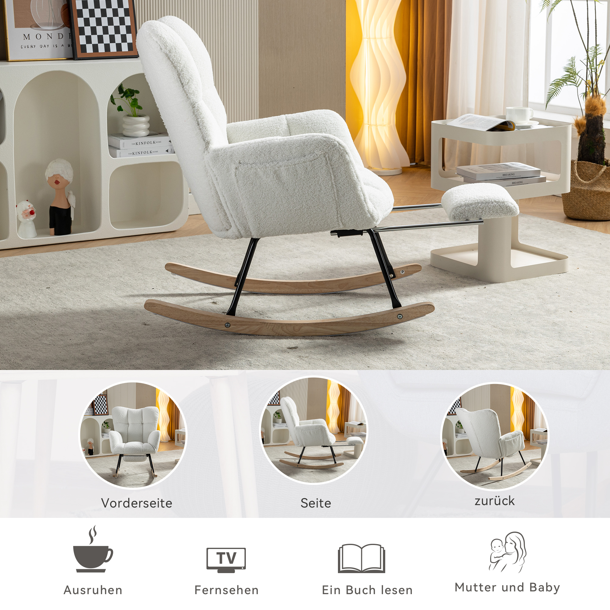 009B Nouvelle Chaise Berçante Rembourrée En Tissu 