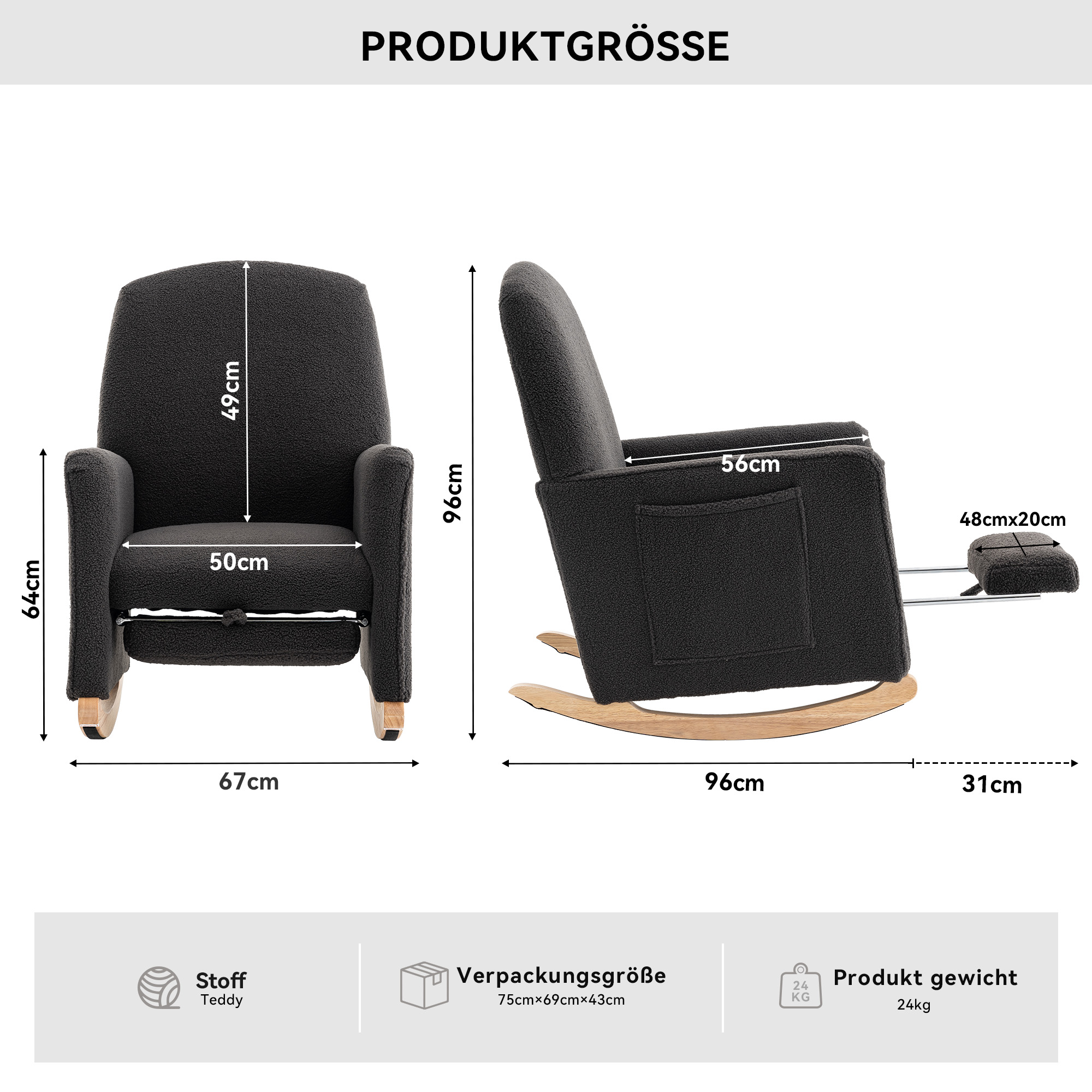 Dimensions du fauteuil à bascule