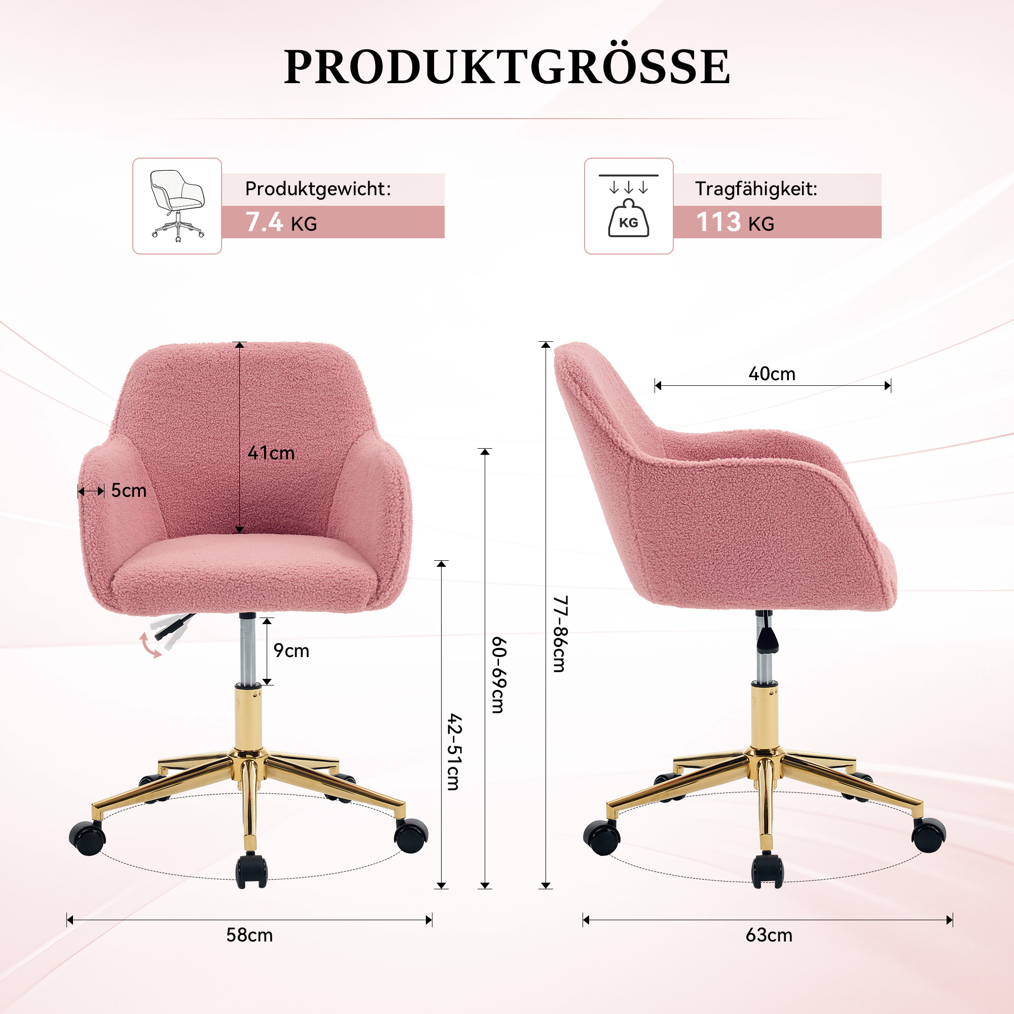 Dimensions du fauteuil de bureau