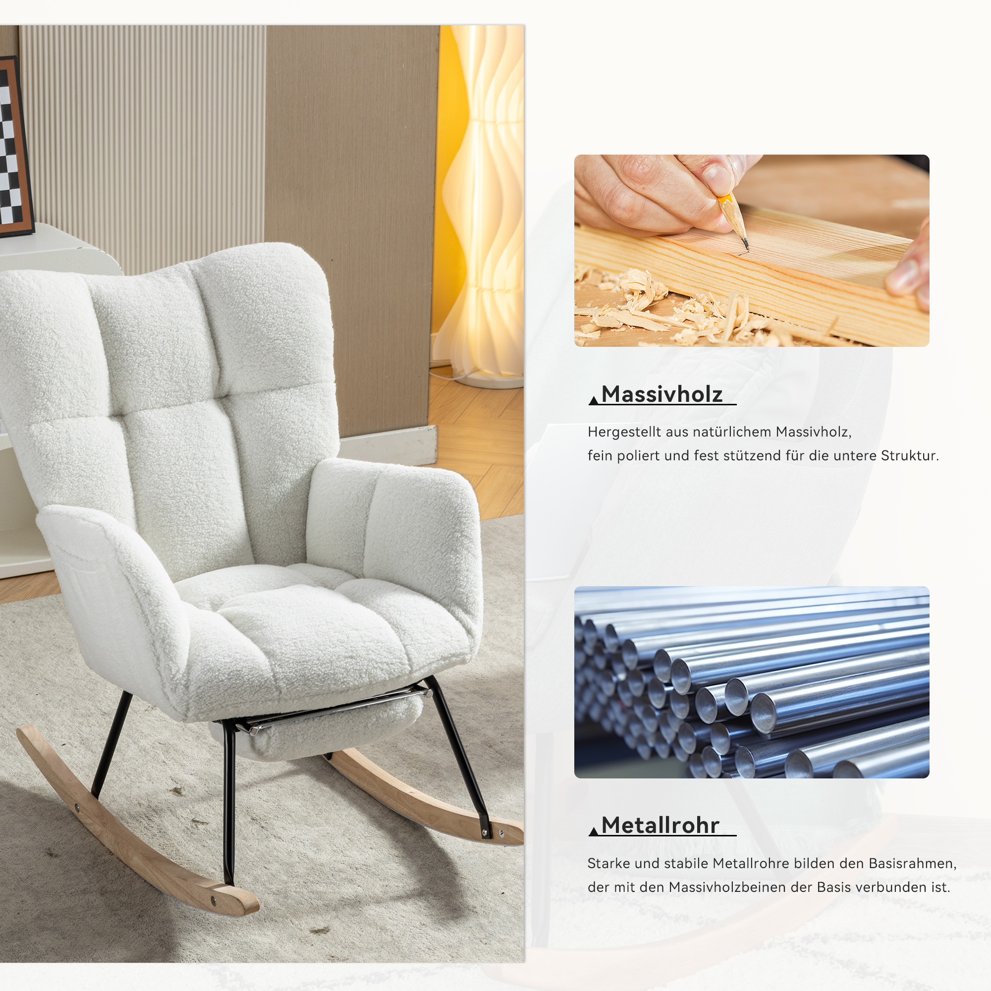 009B Nouvelle Chaise Berçante Rembourrée En Tissu 