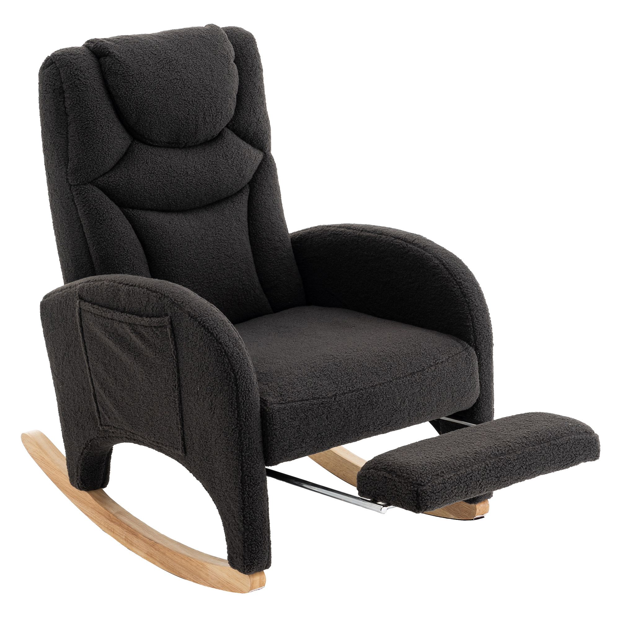 Fauteuil à bascule gris foncé en Teddy - vue 2