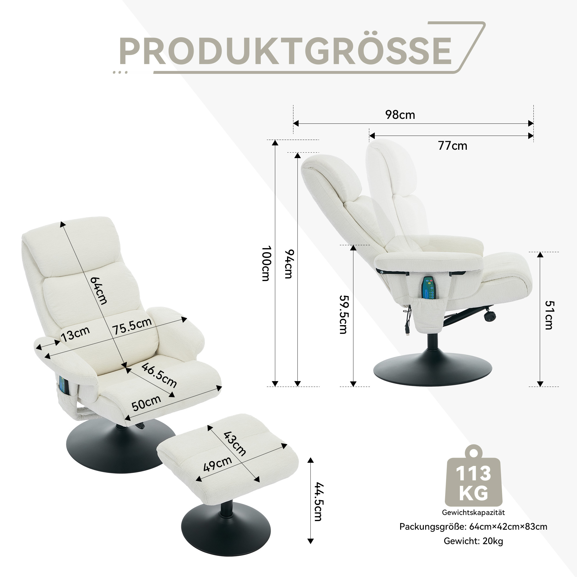 Dimensions du fauteuil relax