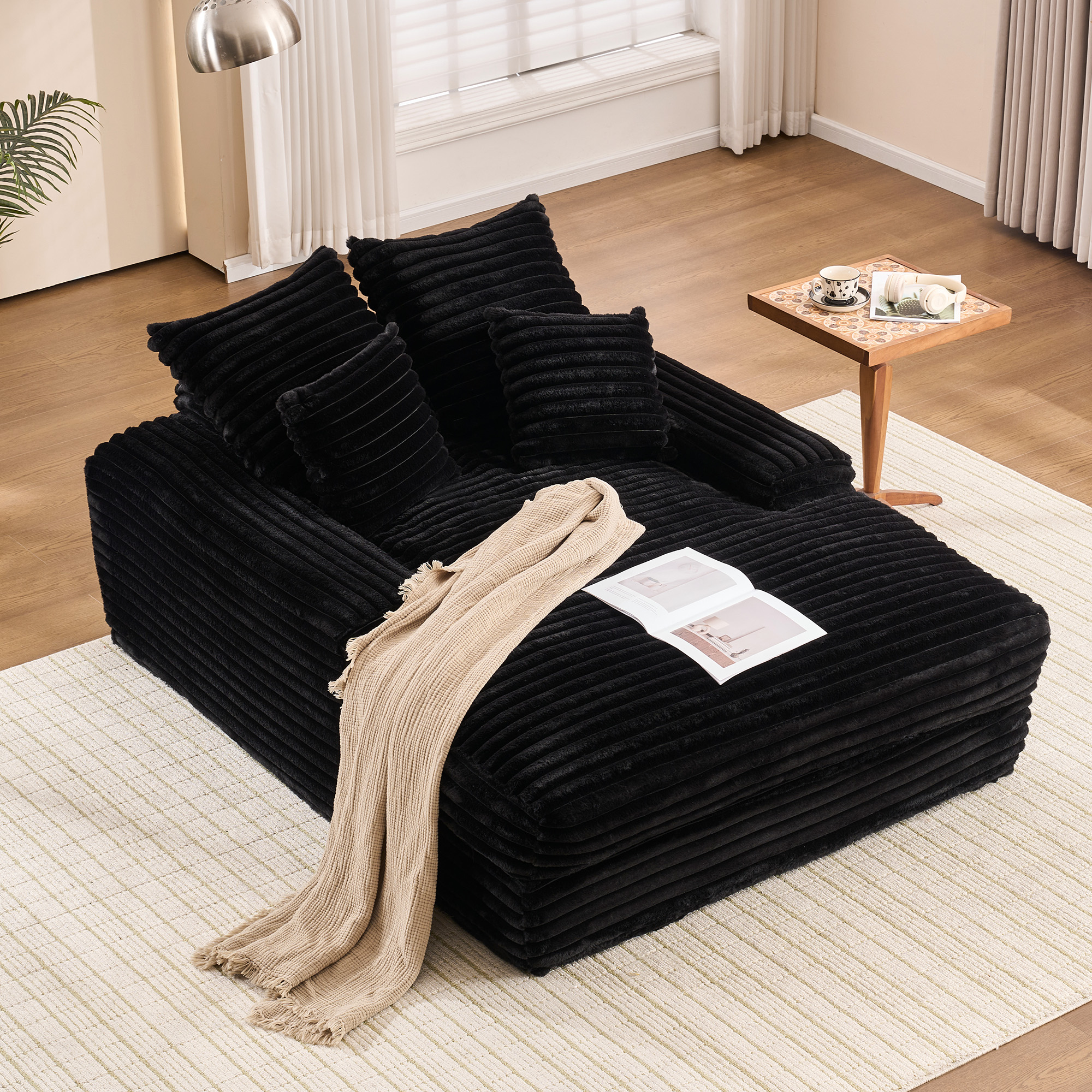 027–Luxus Cord Sofa, modernes Design, 4 Kissen, ul