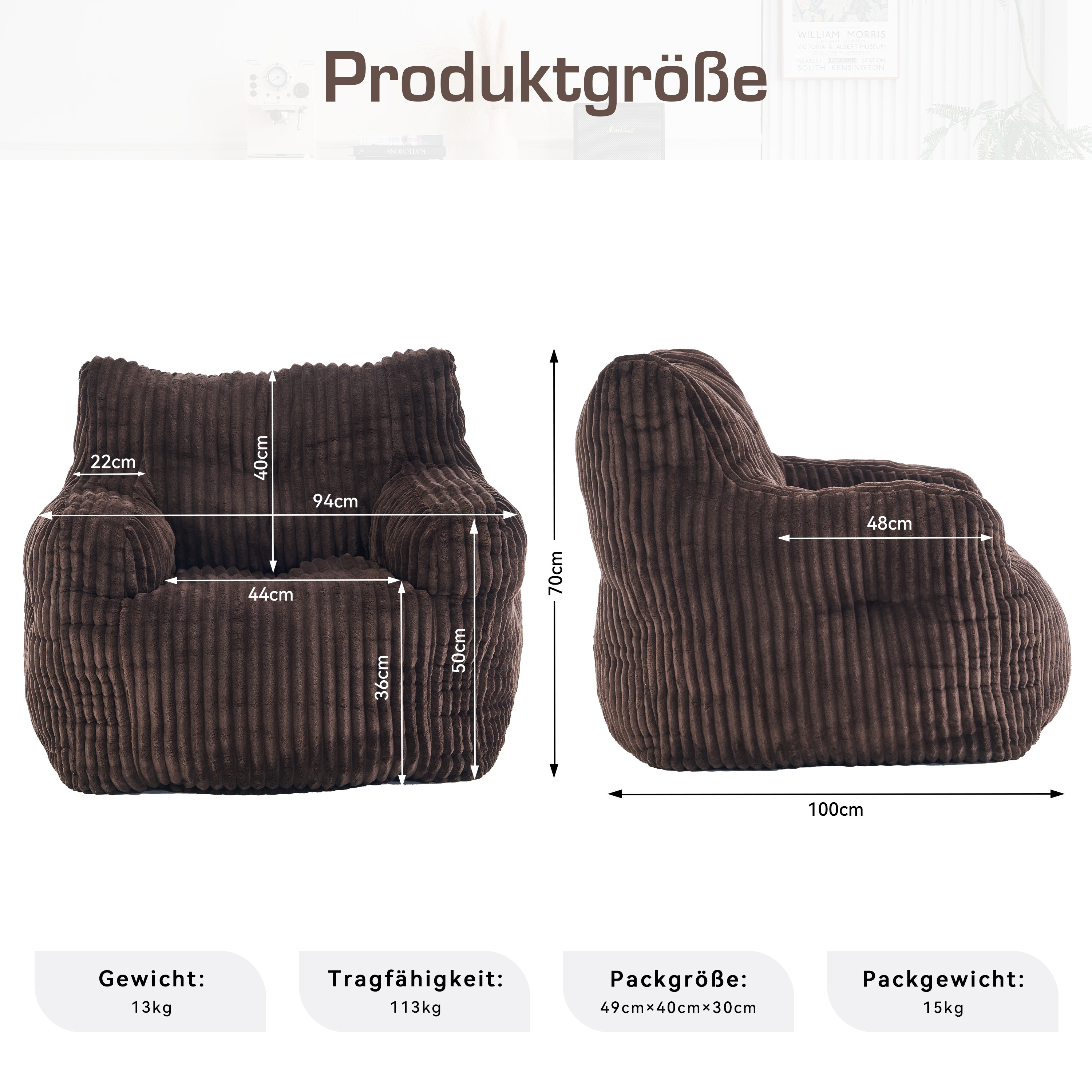 Dimensions du fauteuil lounge