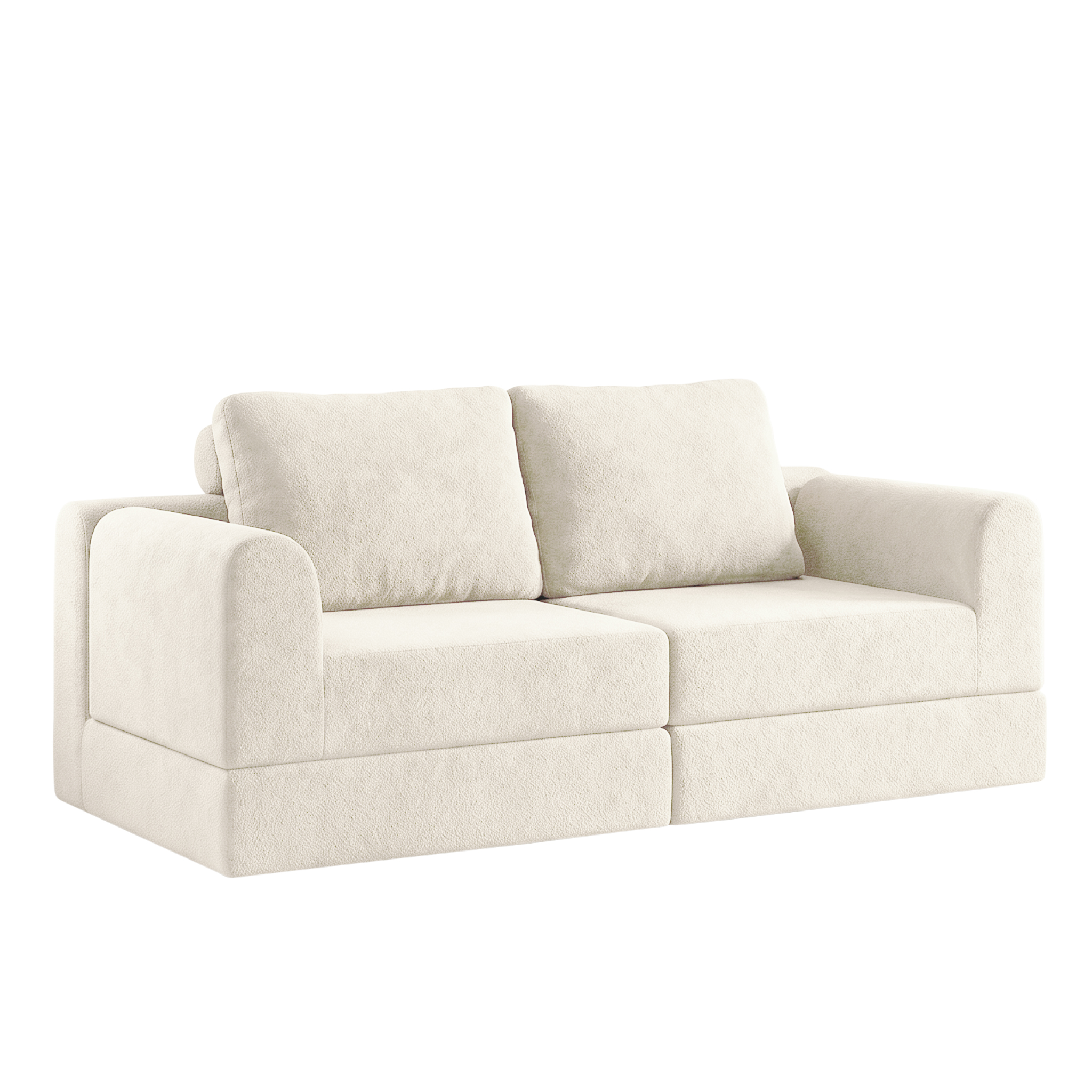 Canapé convertible 2 places 160 x 80 x 78 cm, Tissu, beige - vue complémentaire 1