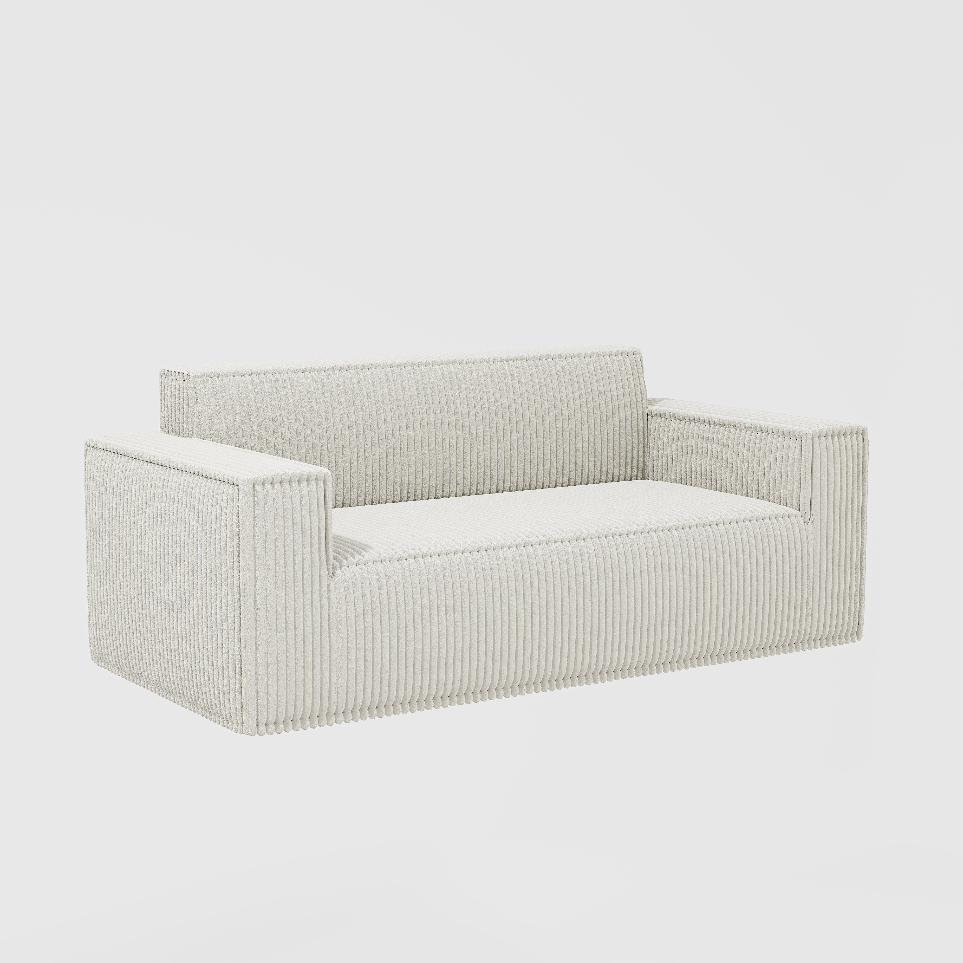 Canapé 178 x 86 x 70 cm, en velours côtelé, Blanc cassé - vue complémentaire