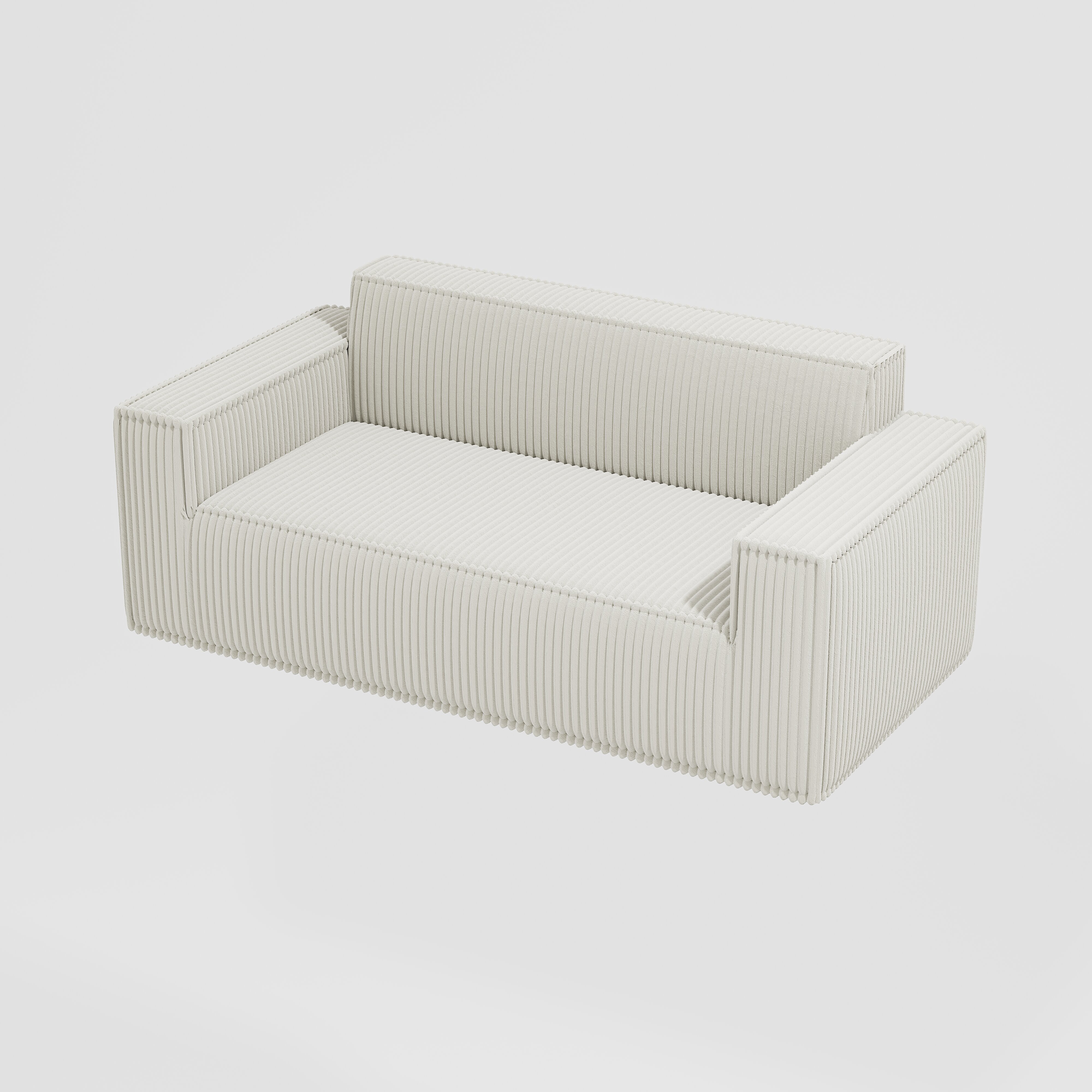 Canapé 178 x 86 x 70 cm, en velours côtelé, Blanc cassé - détails