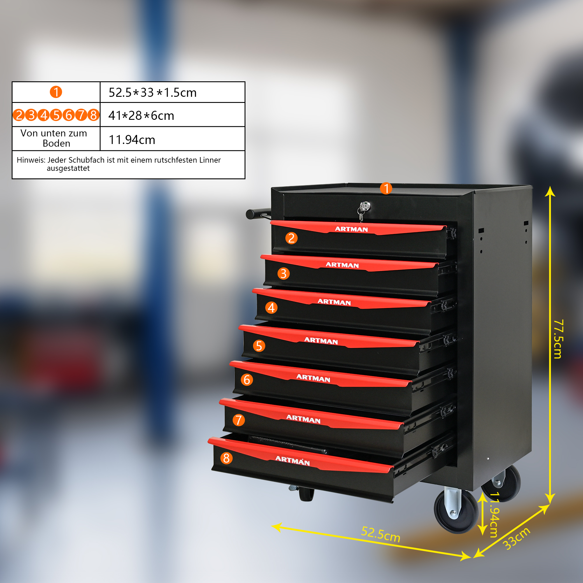 Chariot outils 7 tiroirs ARTMAN vue générale