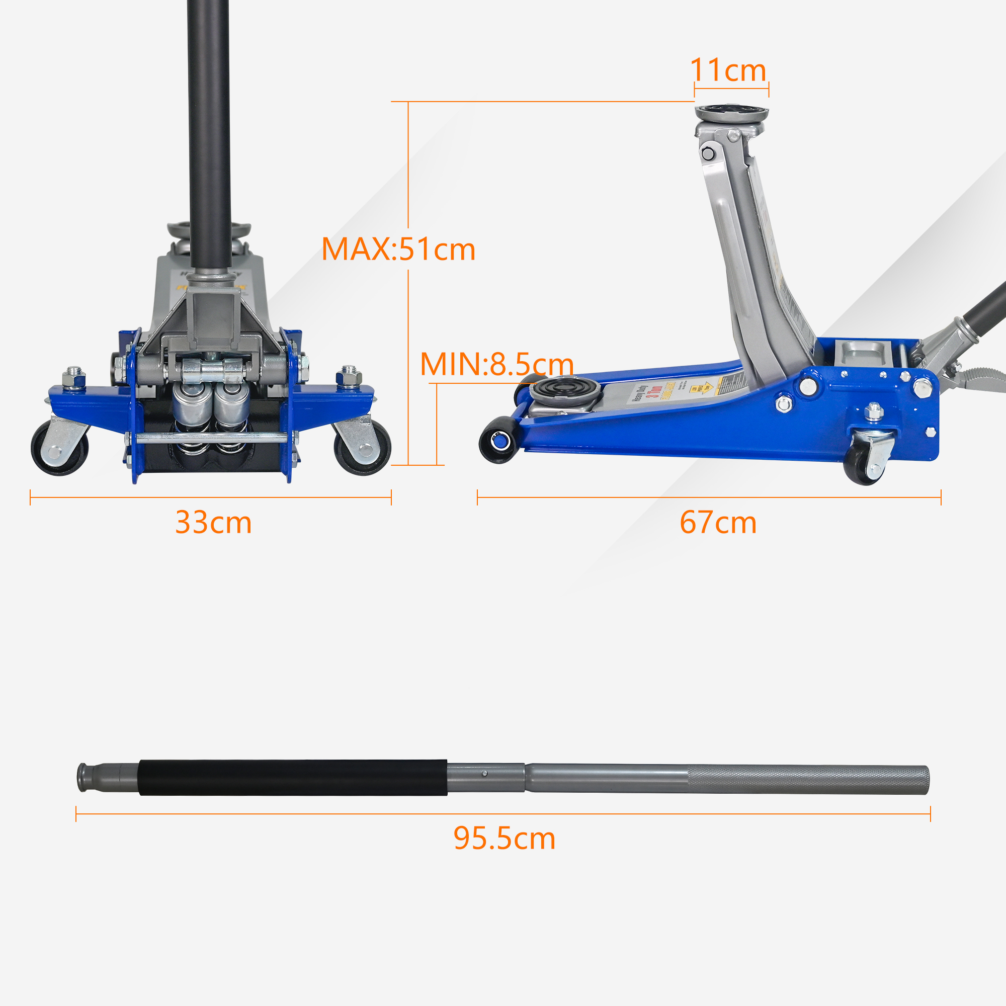 Dimensions du cric automobile