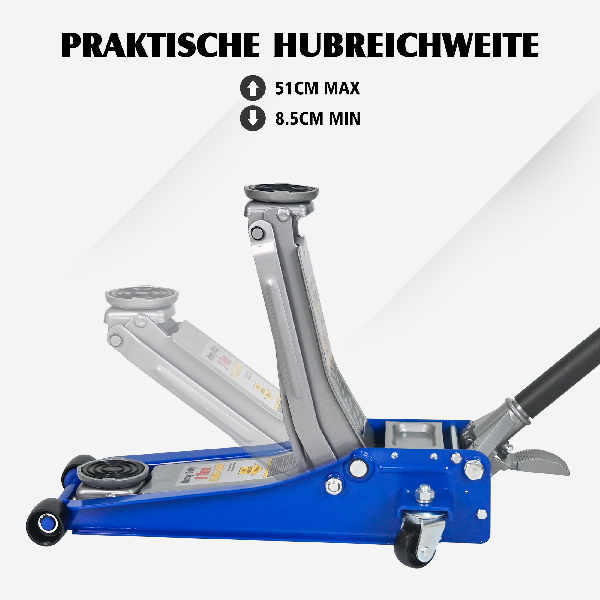 Cric rouleur hydraulique 3 t vue générale