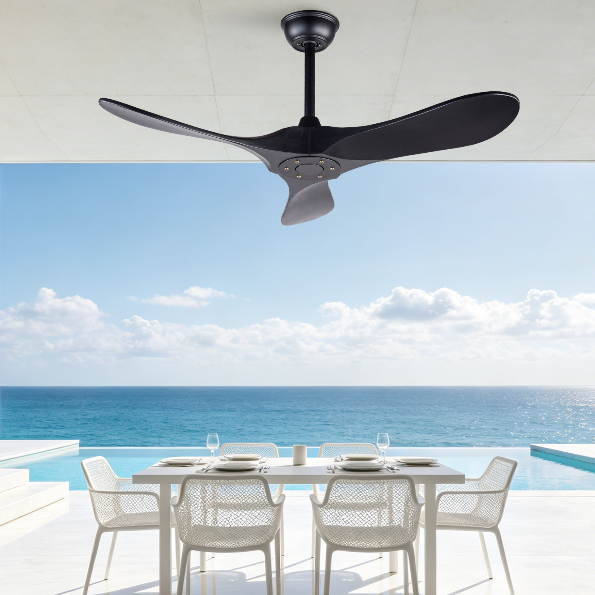 42-Zoll-Deckenventilator in Schwarz im modernen De