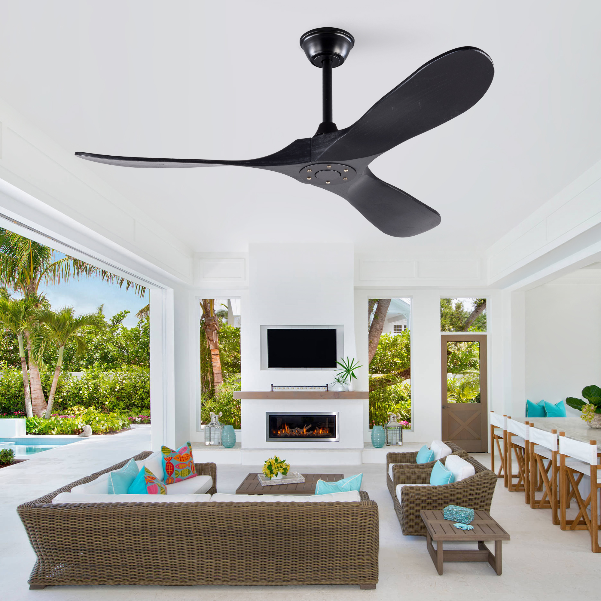 52-Zoll-Deckenventilator in Schwarz im modernen De