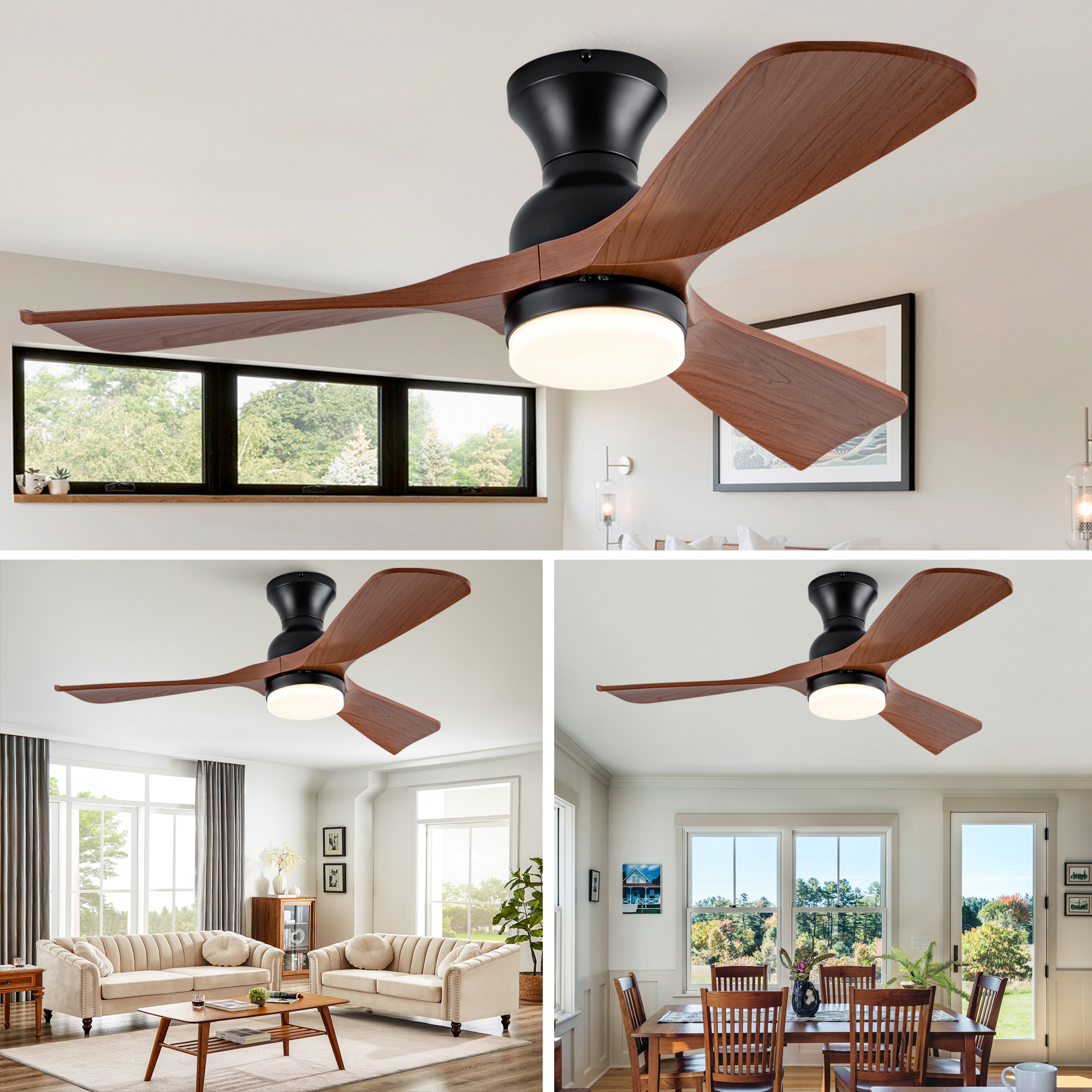 42-Zoll-Deckenventilator mit Beleuchtung, drei ABS