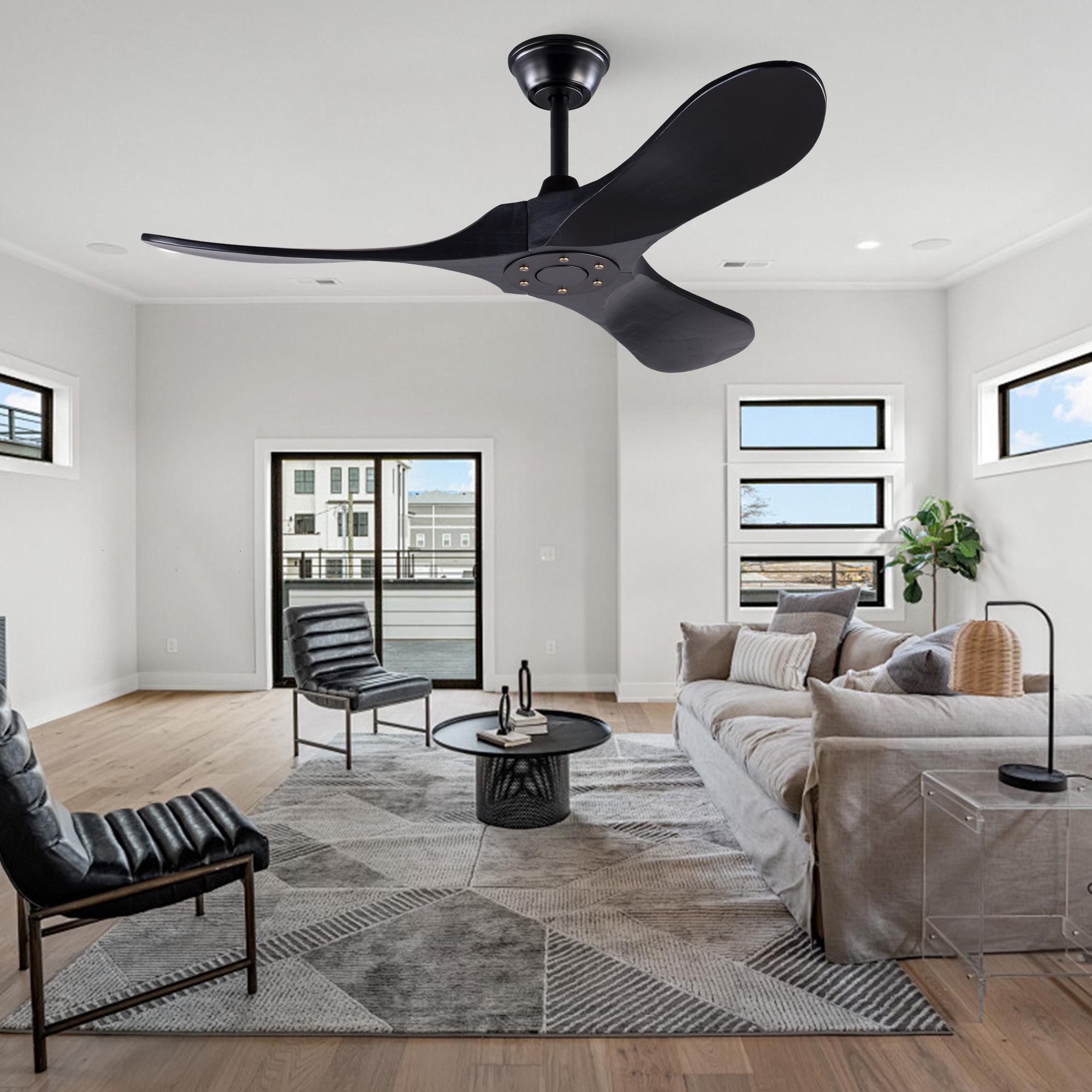 42-Zoll-Deckenventilator in Schwarz im modernen De