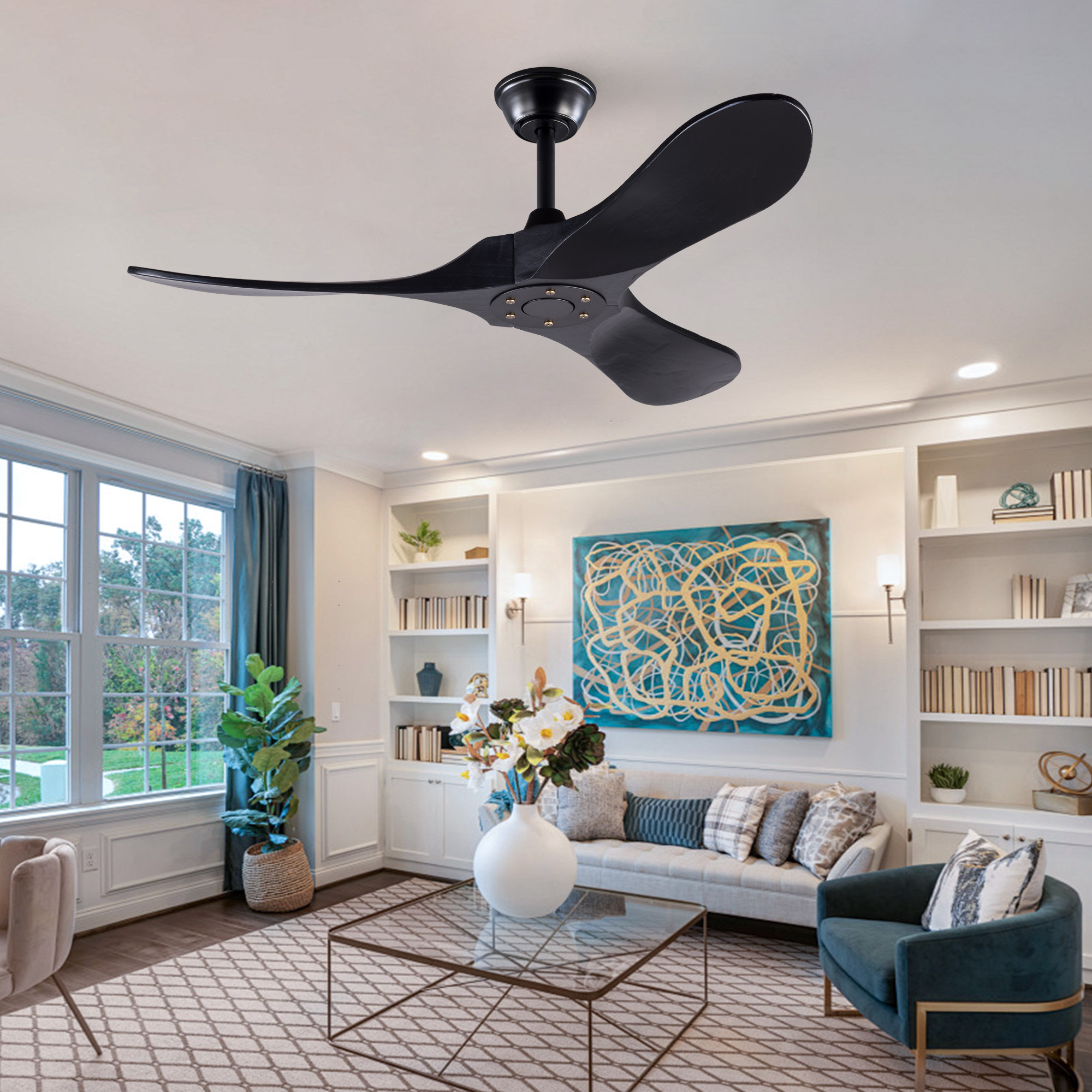 42-Zoll-Deckenventilator in Schwarz im modernen De