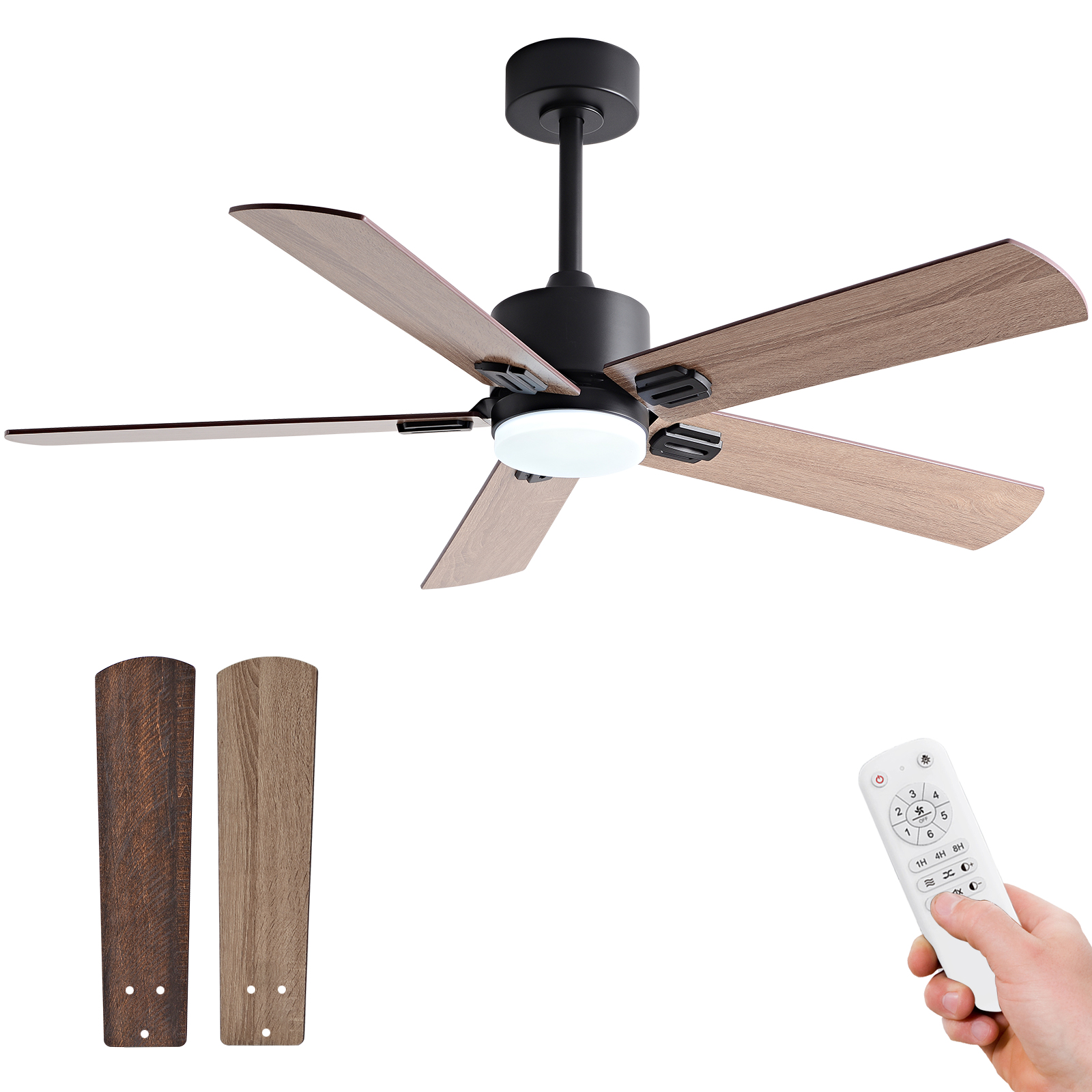 42-Zoll-Deckenventilator mit Licht, moderner schwa