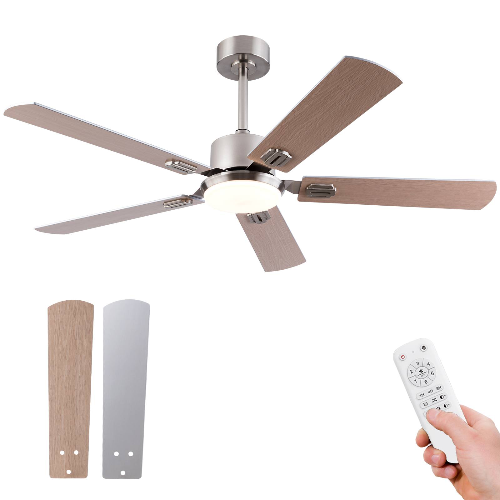 52-Zoll-Deckenventilator mit Licht und Fernbedienu