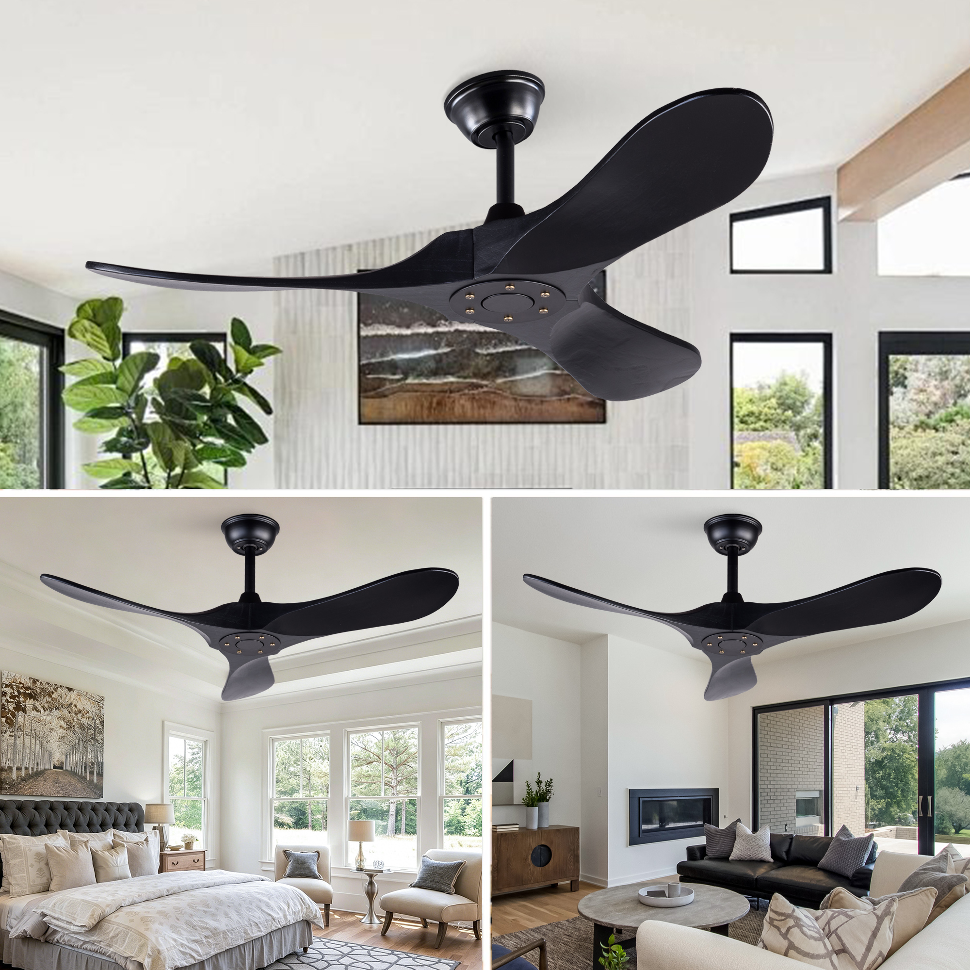 42-Zoll-Deckenventilator in Schwarz im modernen De
