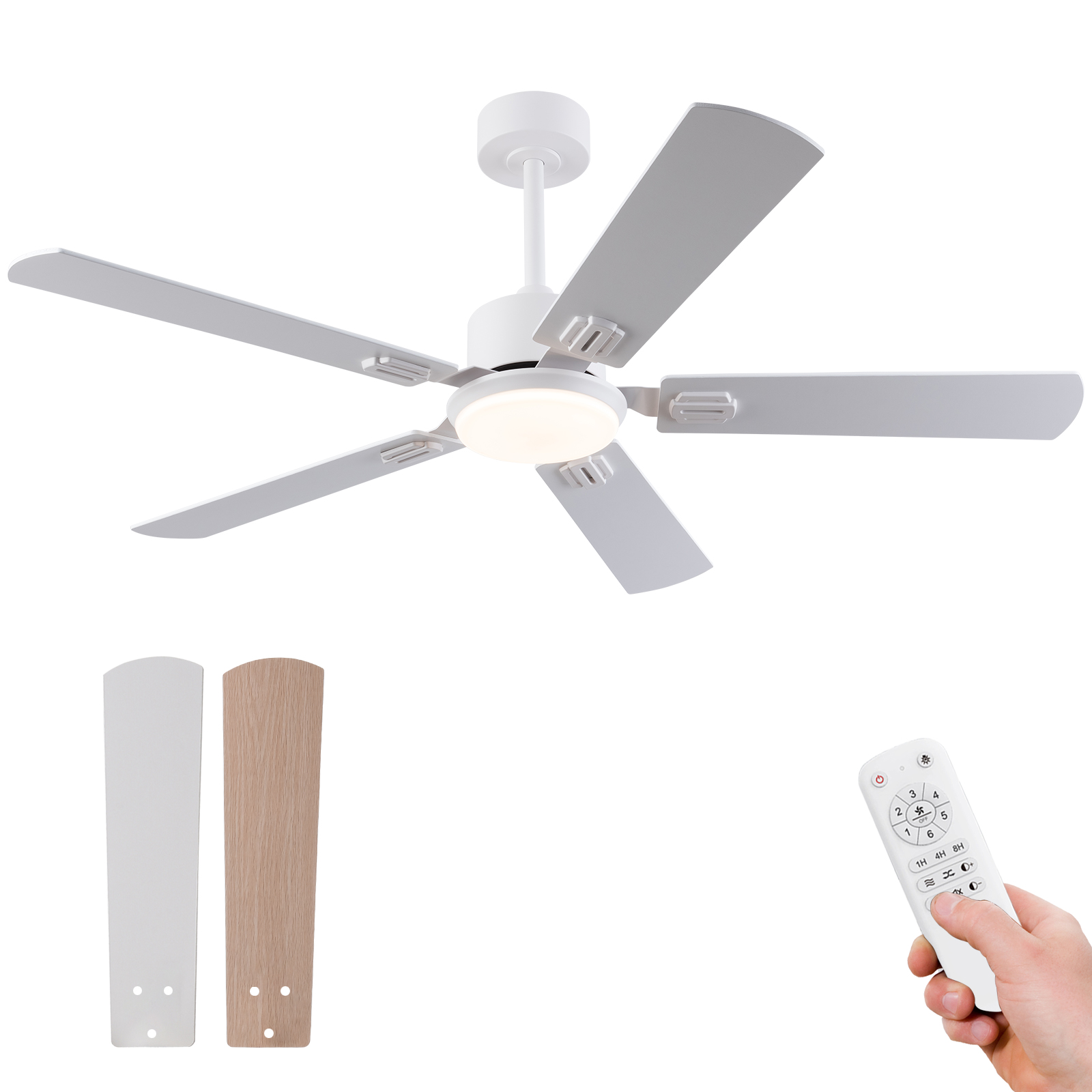 52-Zoll-Deckenventilator mit Licht und Fernbedienu