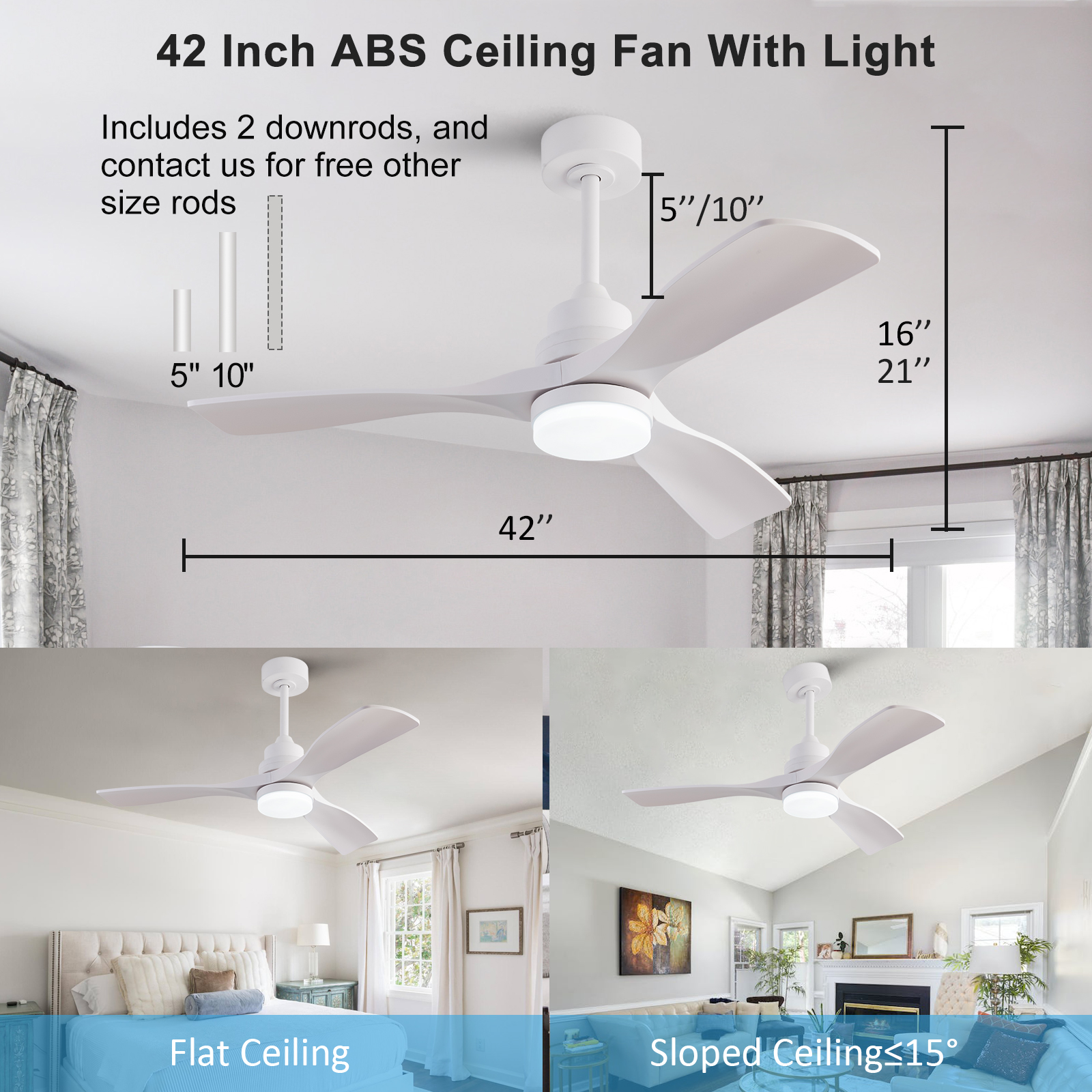 Dimensions ventilateur plafond 42 pouces blanc