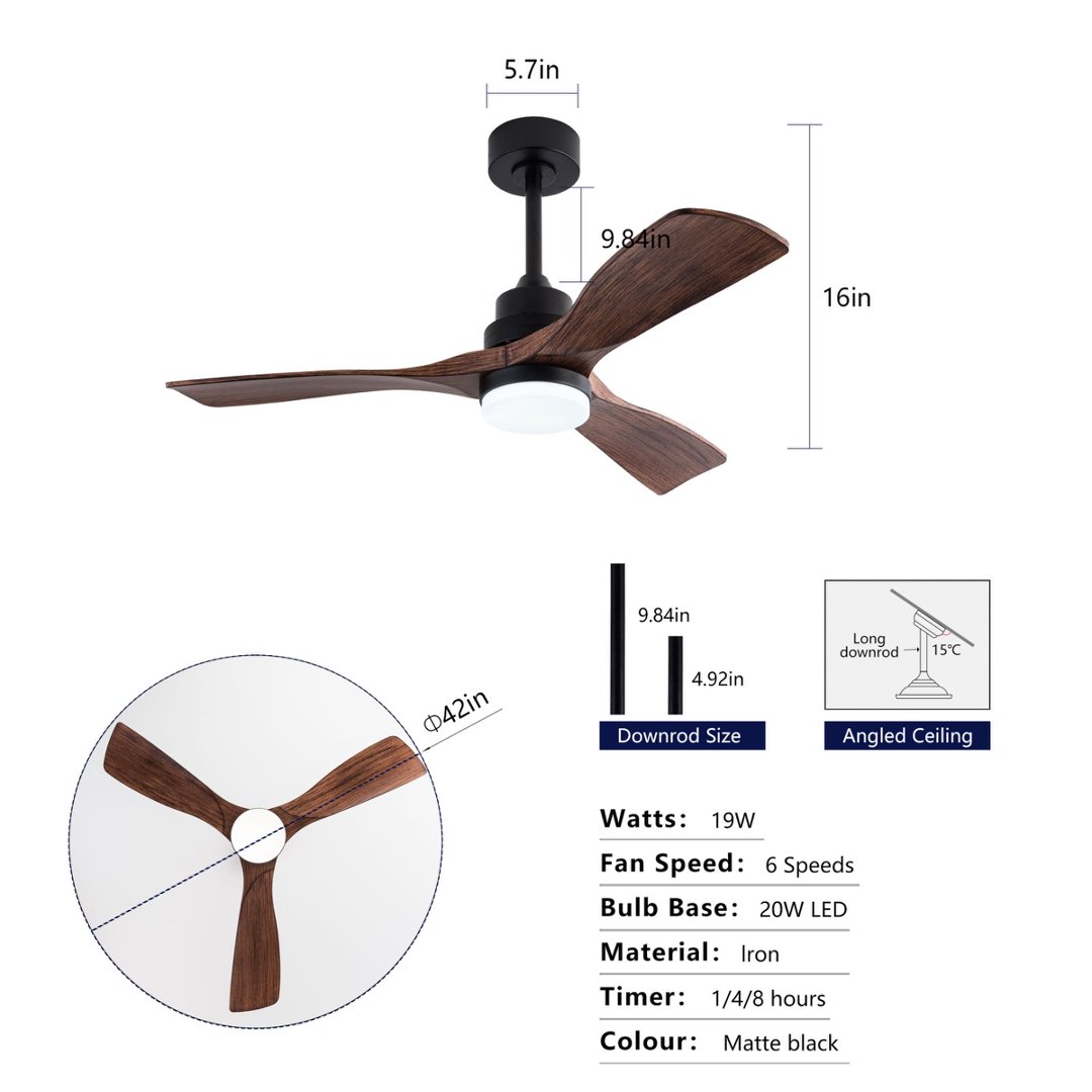 Dimensions ventilateur plafond 42 pouces noir noyer