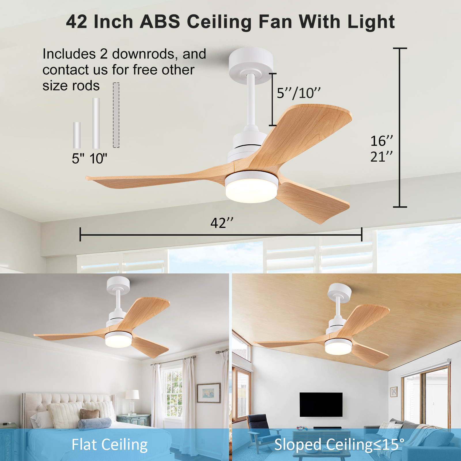 Dimensions ventilateur plafond 42 pouces blanc bois