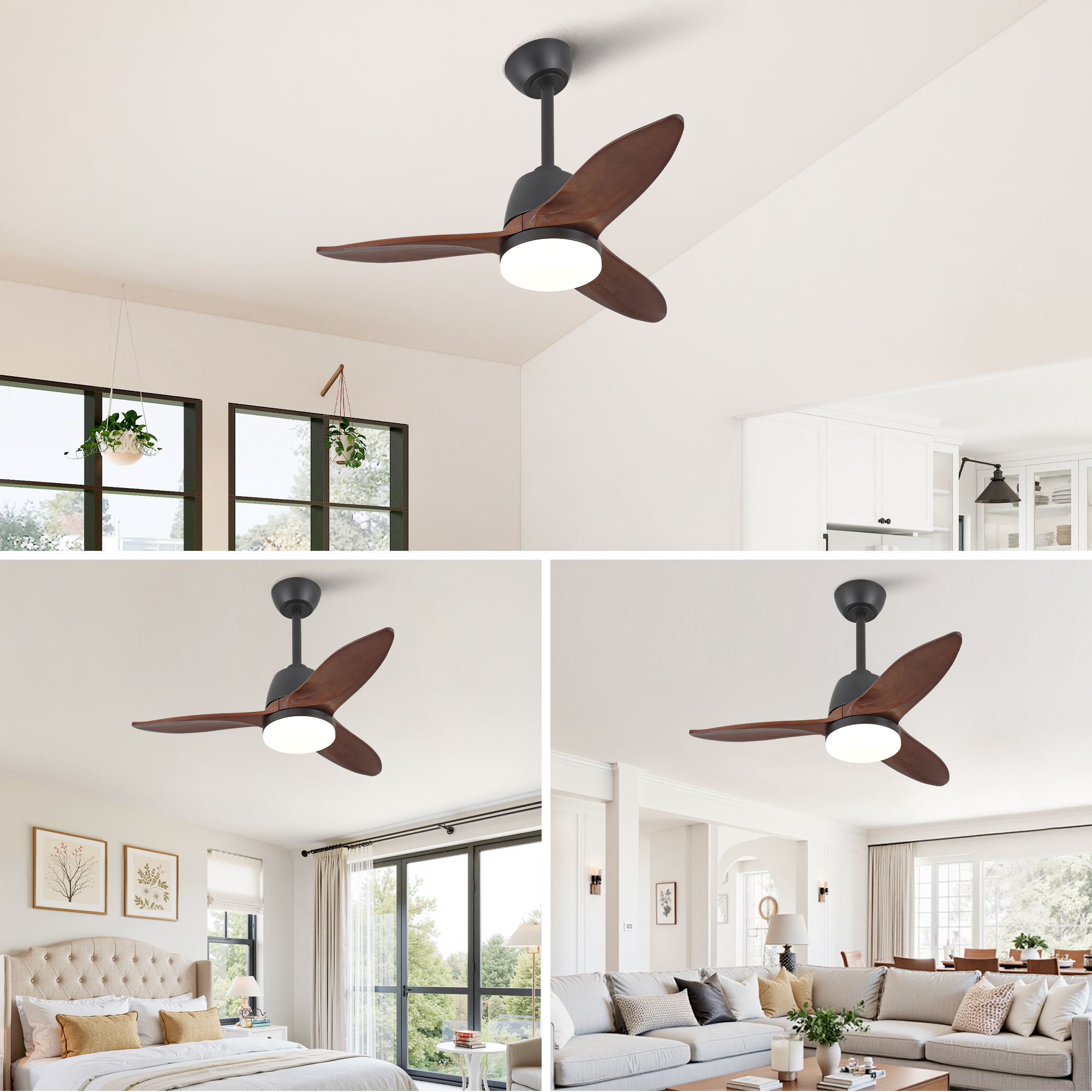 36-Zoll moderner schwarzer Deckenventilator, dimmb