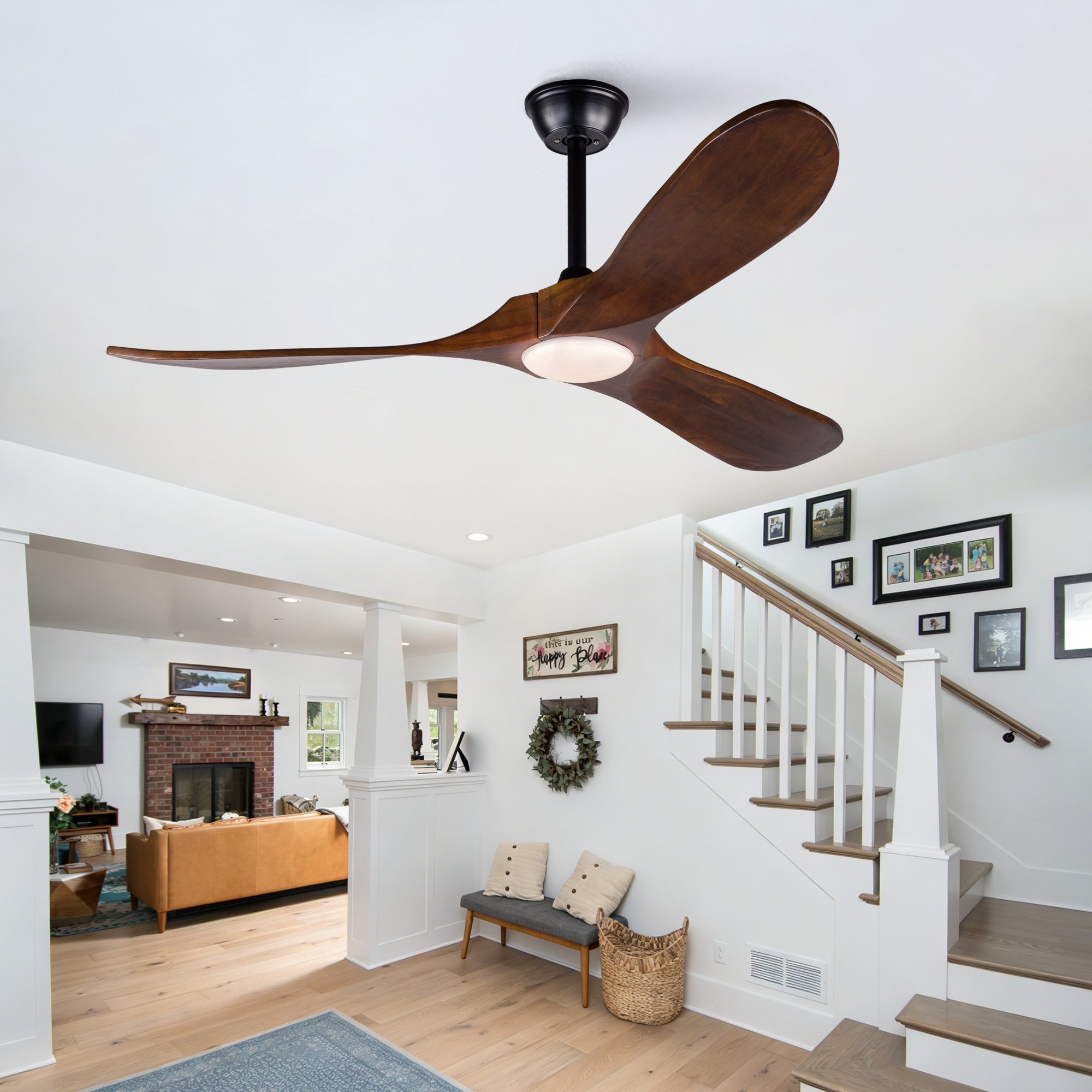 52-Zoll-Deckenventilator mit Leuchte, drei Flügel 