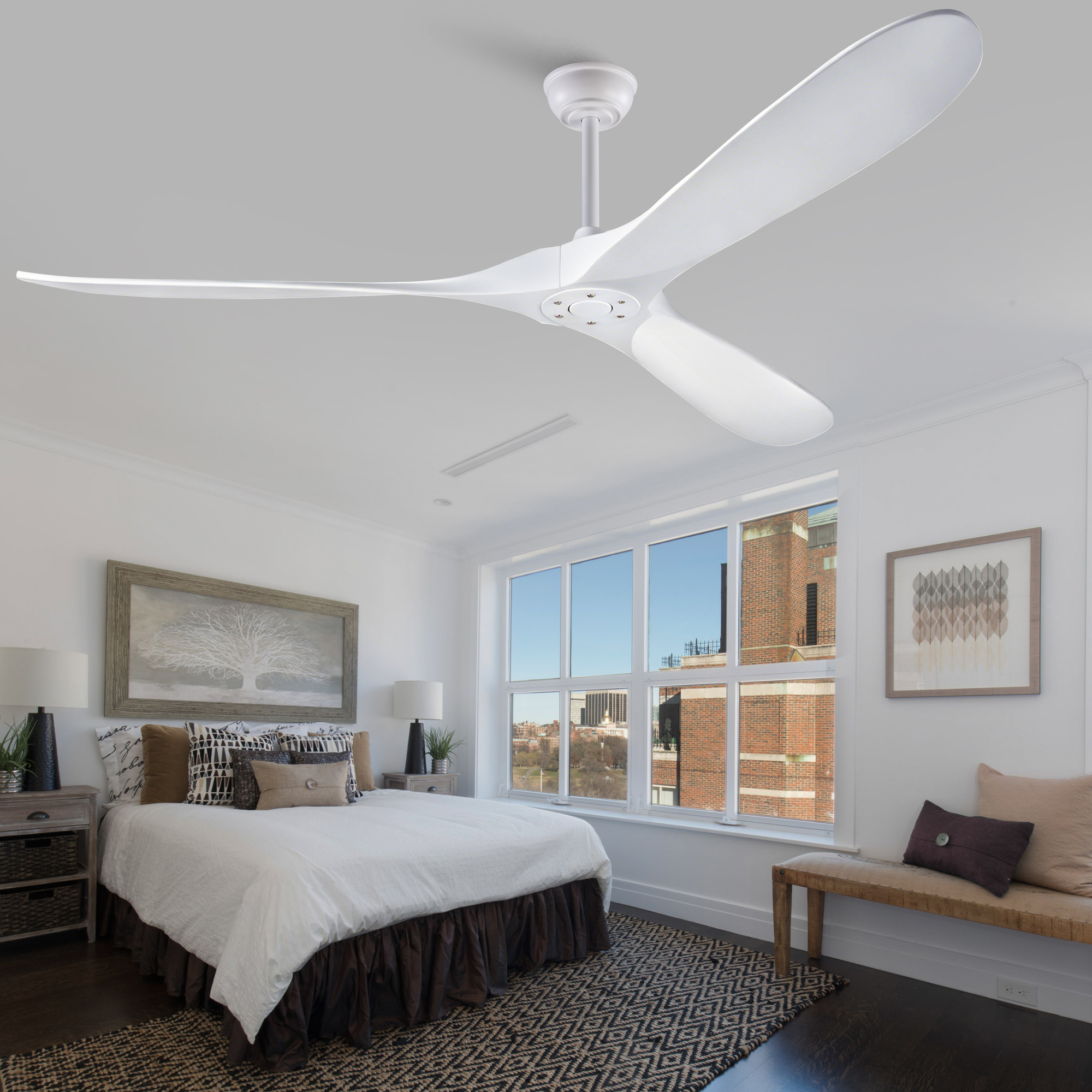 70-Zoll-Deckenventilator in Weiß im modernen Desig