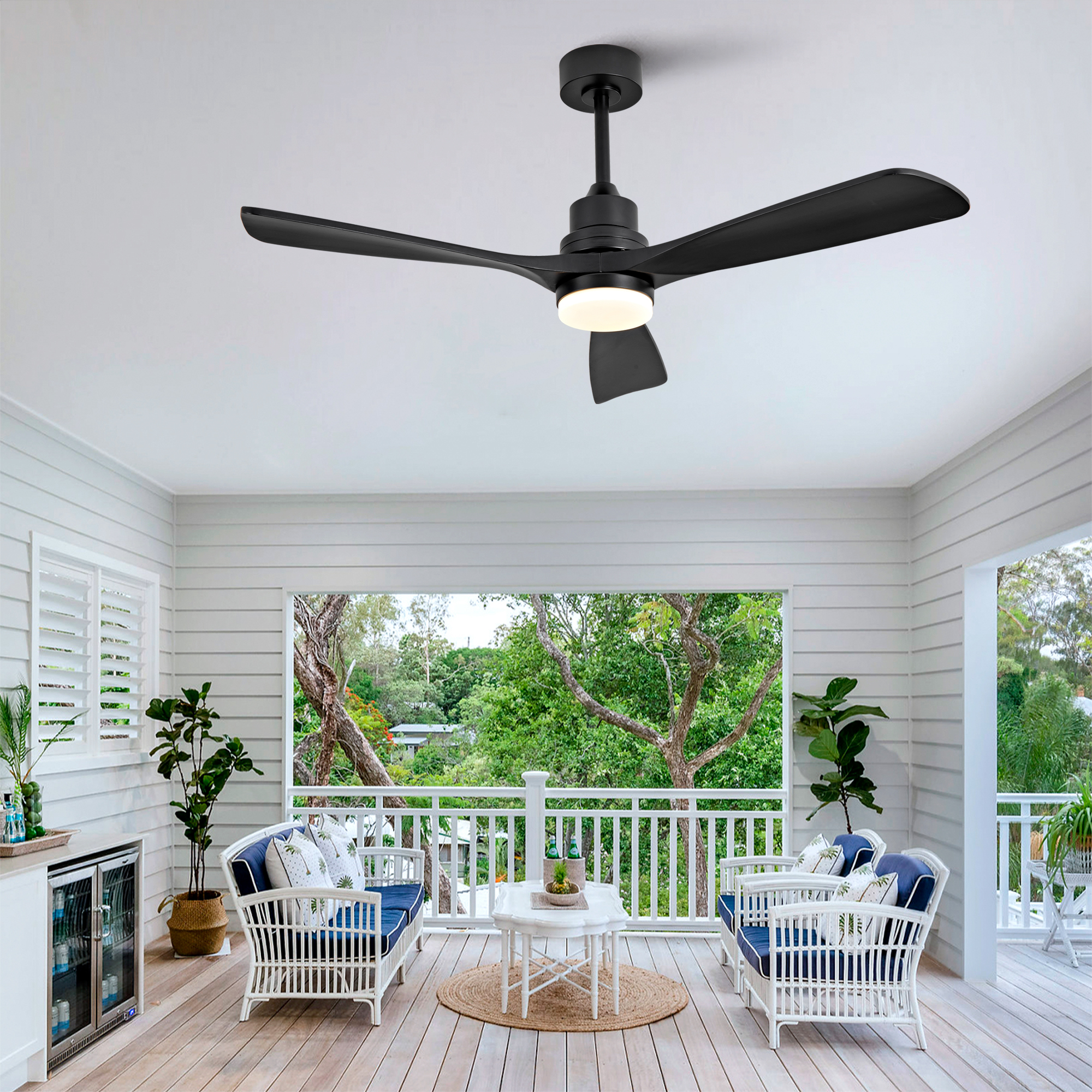 52-Zoll-Deckenventilator aus massivem Holz mit dre