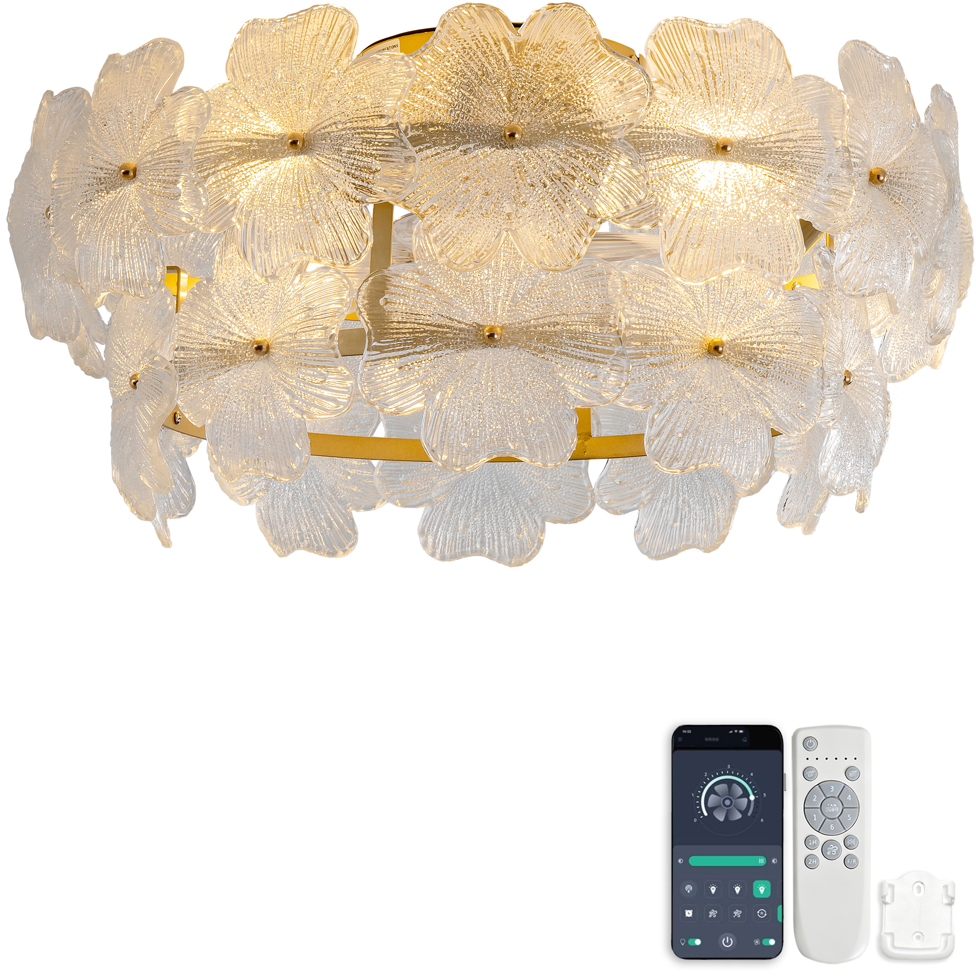 19-Zoll-Deckenventilator mit Glas-Kristallhaube, A