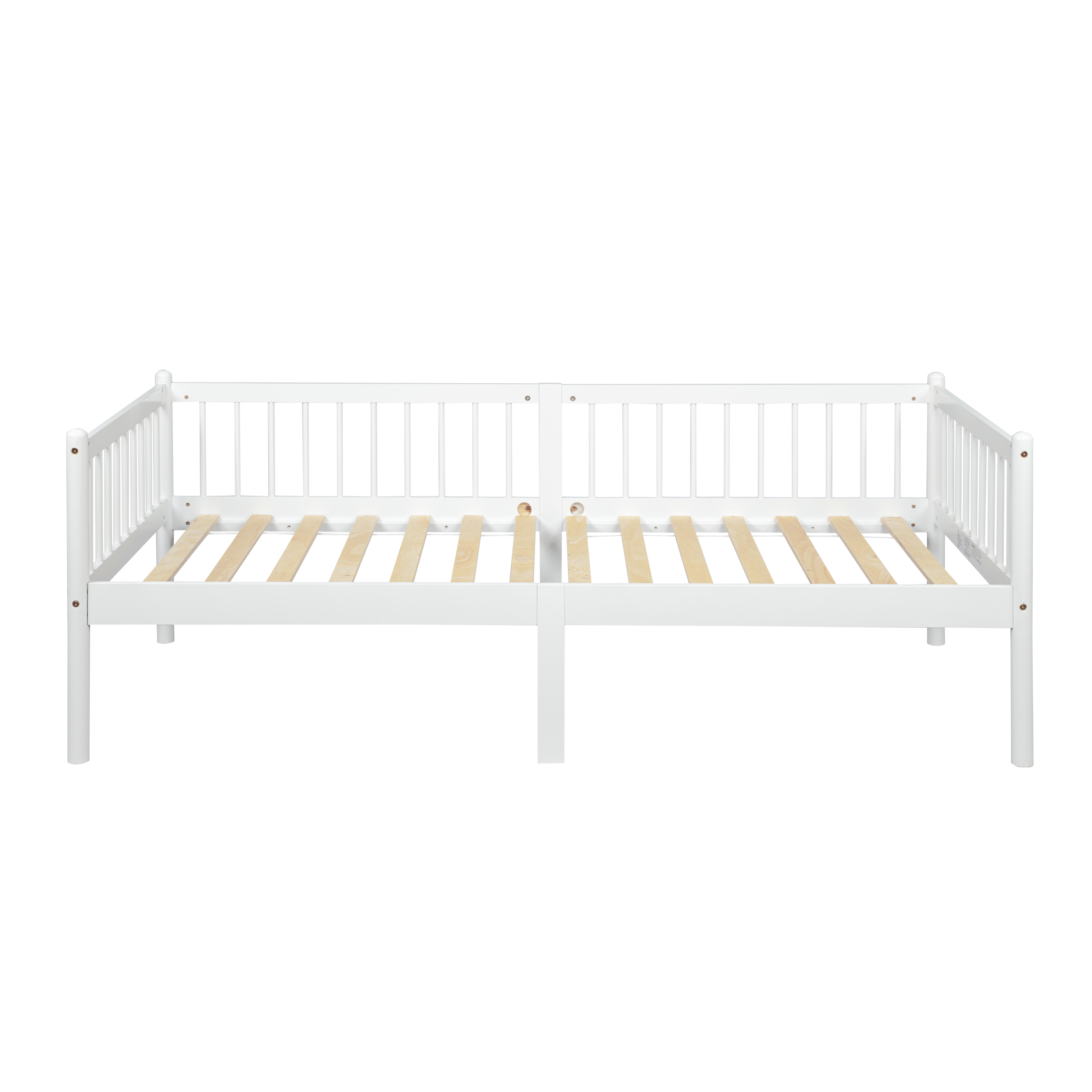 Daybed 2-en-1 avec barrière 3 côtés, 4 pieds ronds + 2 pieds centraux, pour chambre et salon, design classique, espace de sommeil sécurisé, utilisation flexible, style intemporel, stabilité, confort - image 11