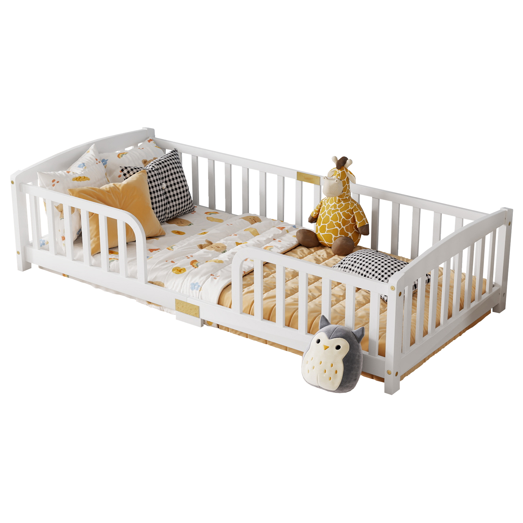 Lit au sol multifonction pour enfant, sert de lit, d'aire de jeu et d'espace d'apprentissage, barrière de sécurité, favorise l'autonomie, pour chambre compacte, design sécurisé, pour transition vers le lit indépendant - image 9