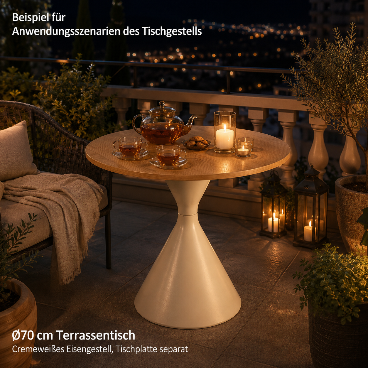 Ensemble de 2 tréteaux de table en fer, hauteurs 48,25 cm et 38,2 cm, thermolaqué crème, base conique large, patins antidérapants, pour table à manger et bureau, stable et durable, montage facile, design élégant - image 18