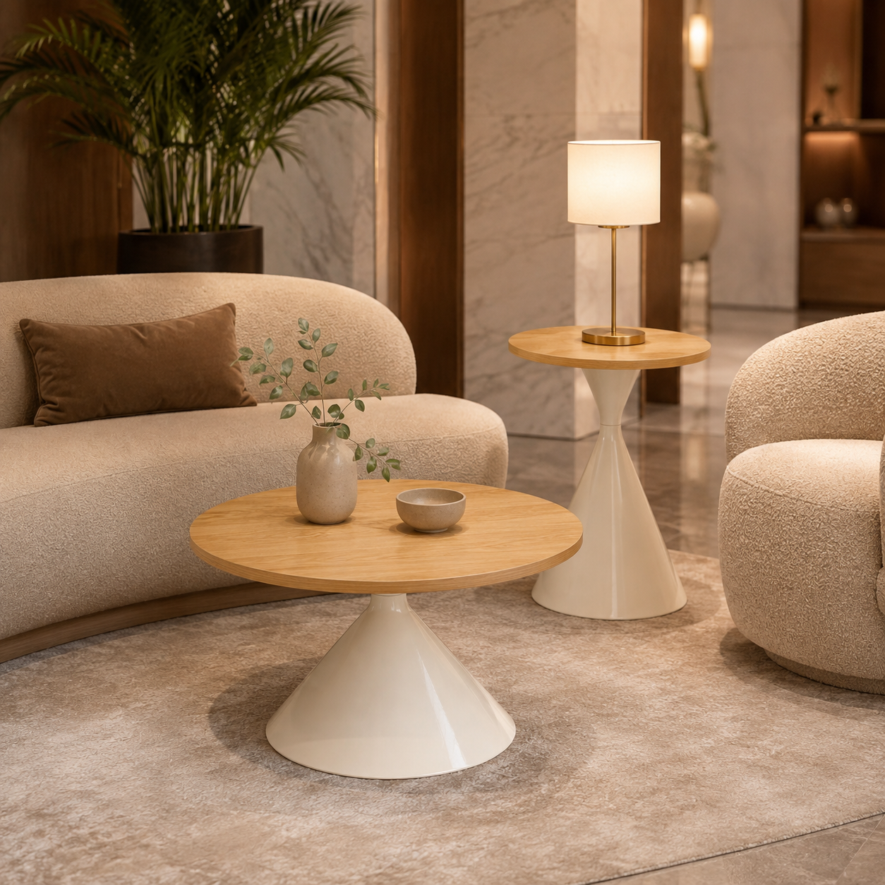 aperçu ambiance des deux tables dans le salon