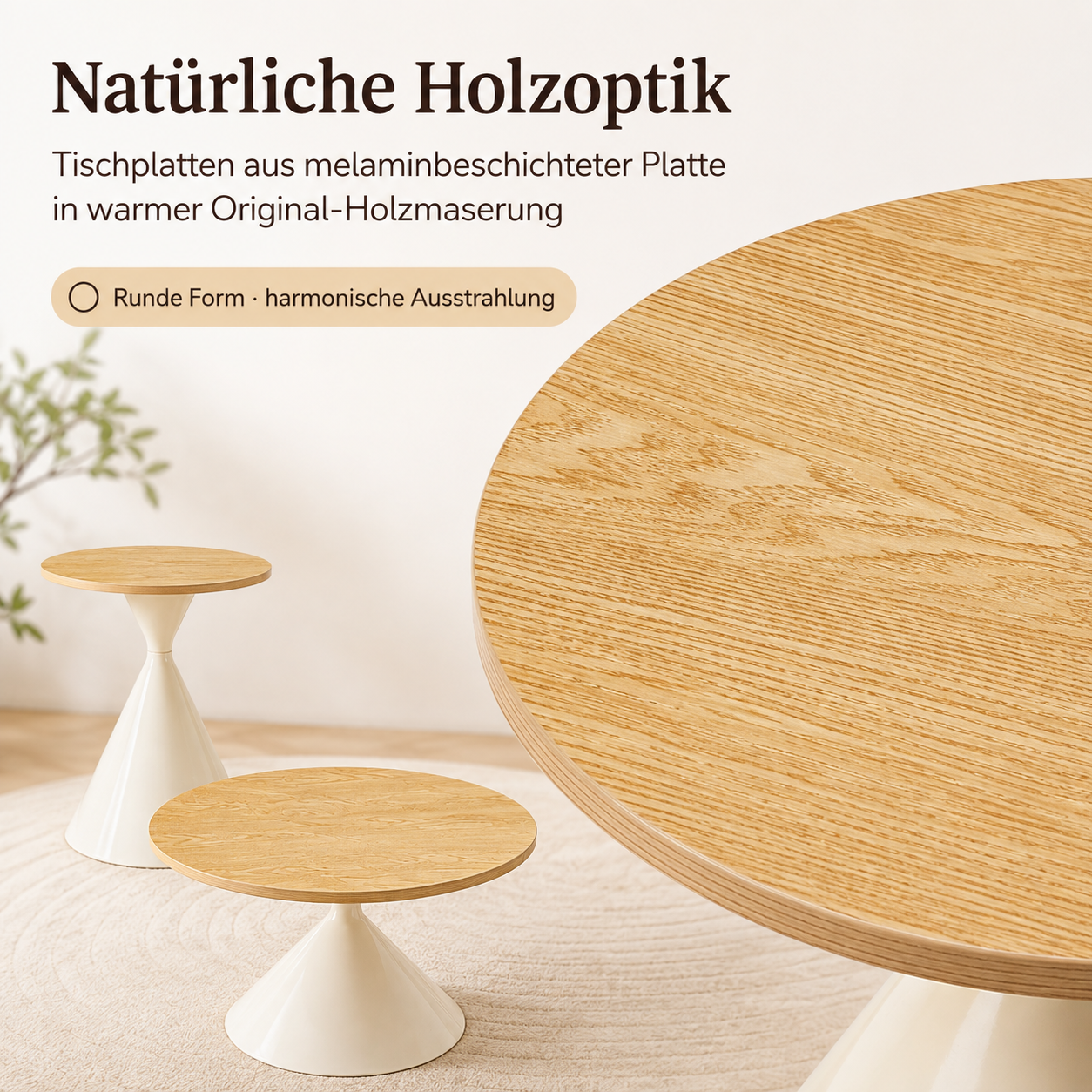 lot composé d’une table basse Ø70 × H40 cm et d’une table d’appoint Ø50 × H50 cm