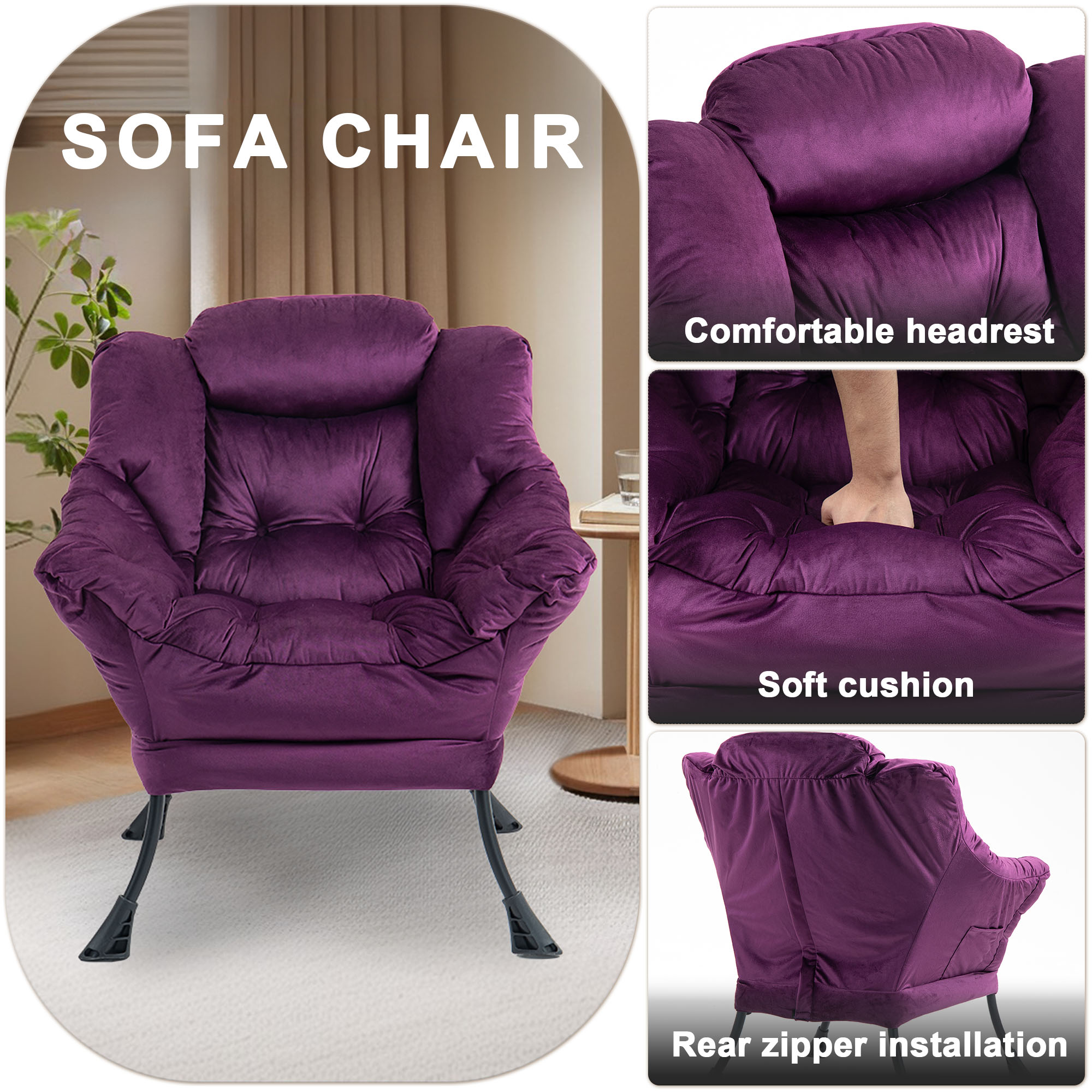 Lazy Chair, Relaxing Chair with Metal Frame and a 