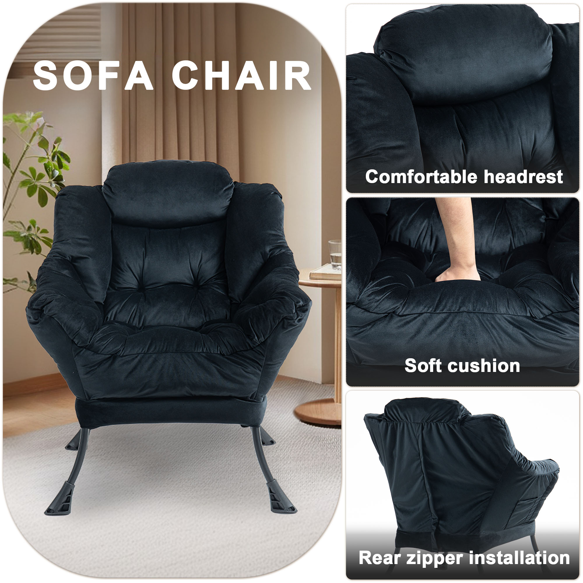 Lazy Chair, Relaxing Chair with Metal Frame and a 