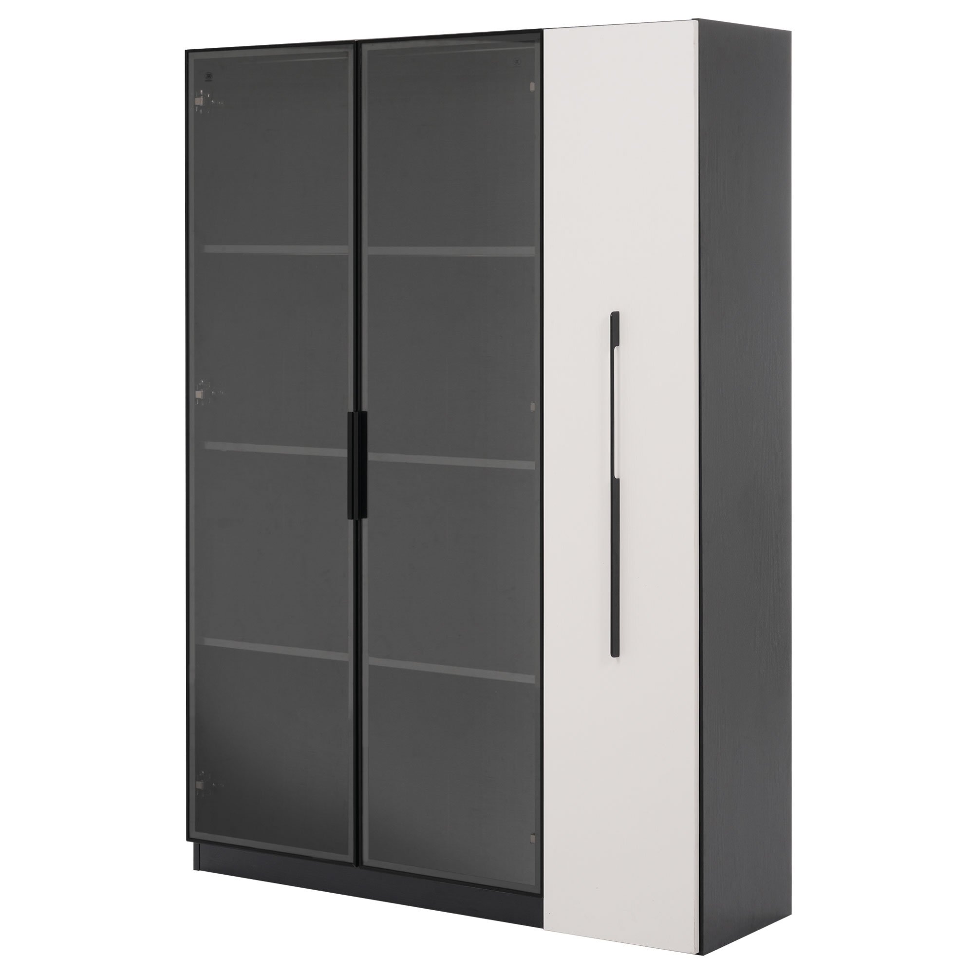 Vitrine, éclairage led, éléments en verre, 110,5 x 35 x 160 cm, verre et MDF, noir - vue 4